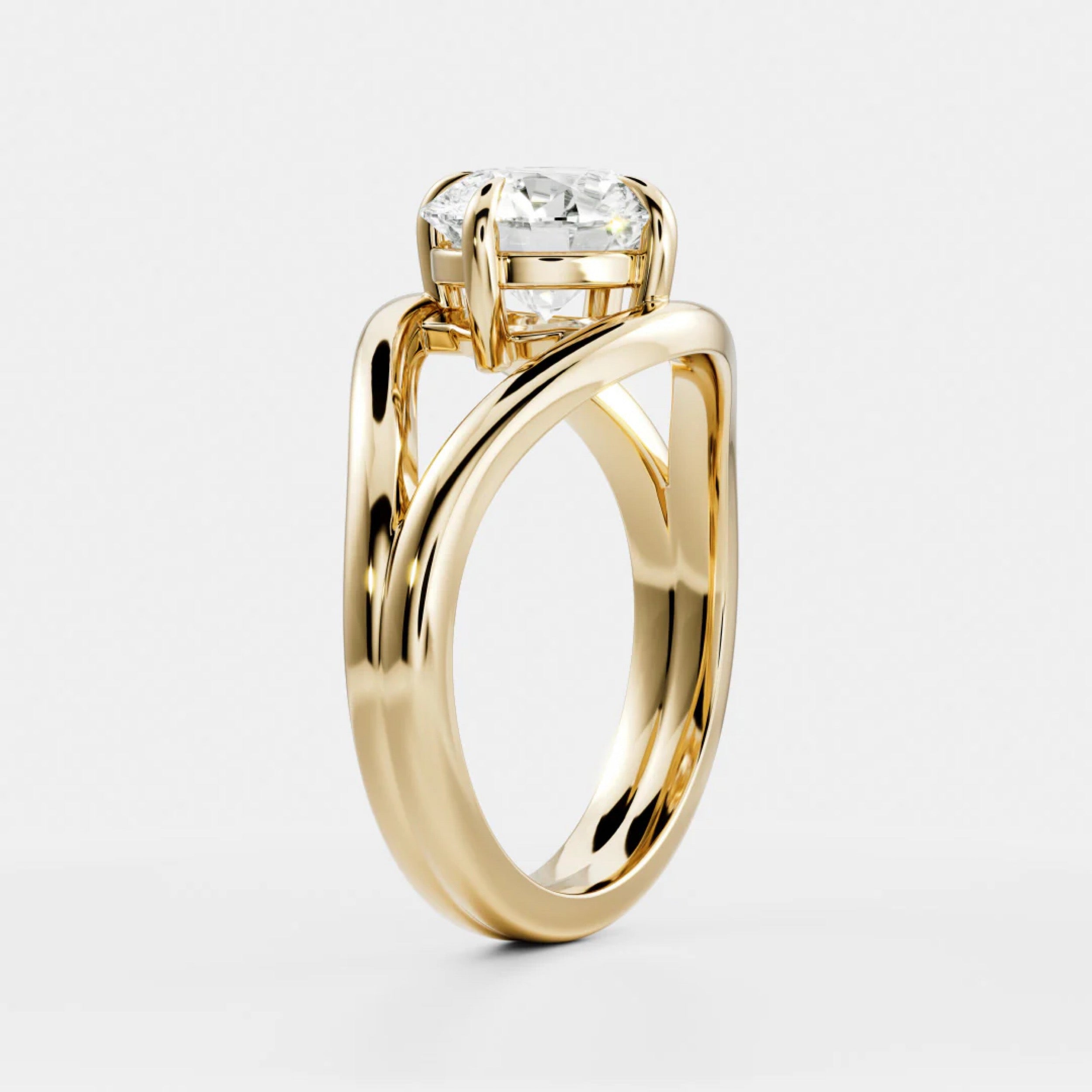 1.0 - 3.0 CT Round Lab Grown Diamond Split Shank Engagement Ring