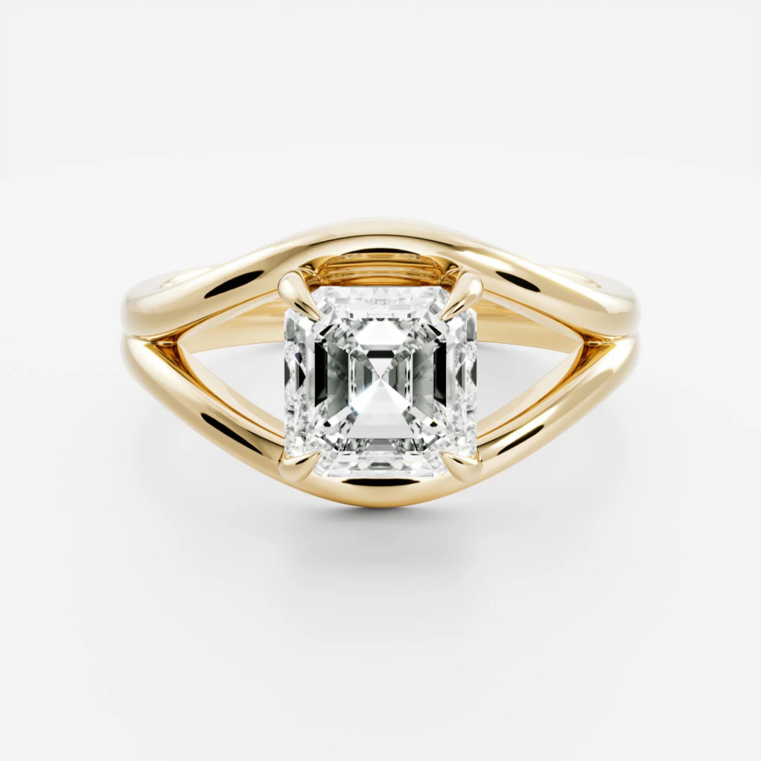 1.0 - 3.0 CT Asscher Lab Grown Diamond Split Shank Engagement Ring