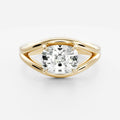 1.0 - 3.5 CT East West Elongated Cushion Lab Grown Diamond Split Shank Engagement Ring