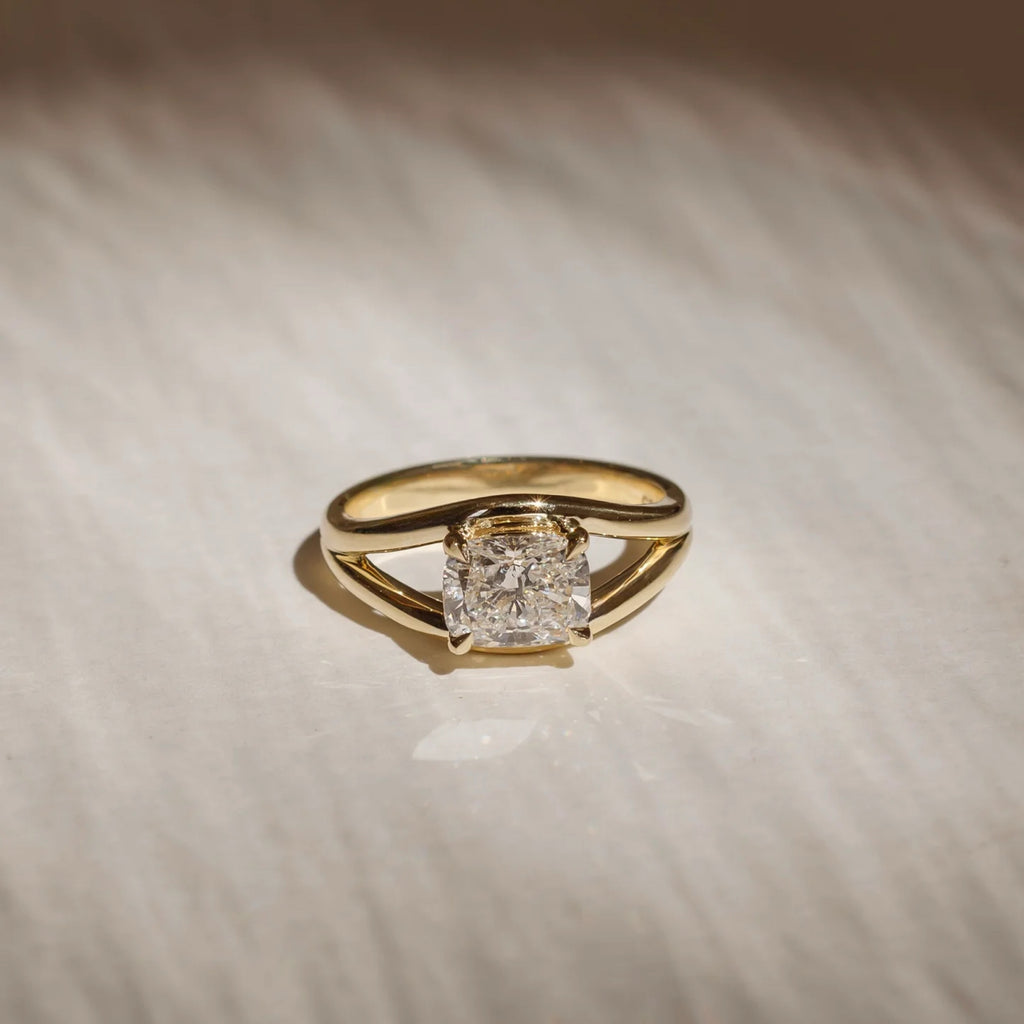 1.0 - 3.5 CT East West Elongated Cushion Lab Grown Diamond Split Shank Engagement Ring