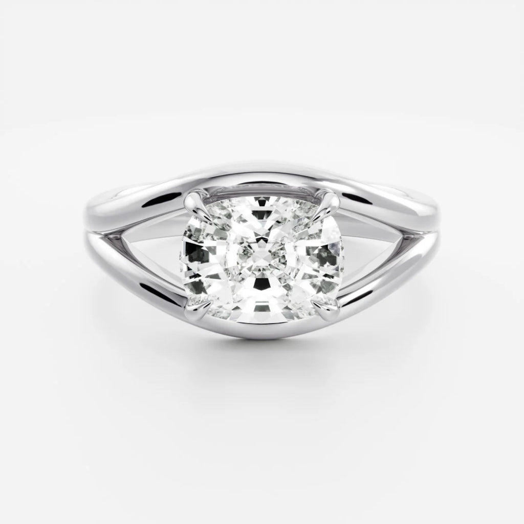 1.0 - 3.5 CT East West Elongated Cushion Lab Grown Diamond Split Shank Engagement Ring