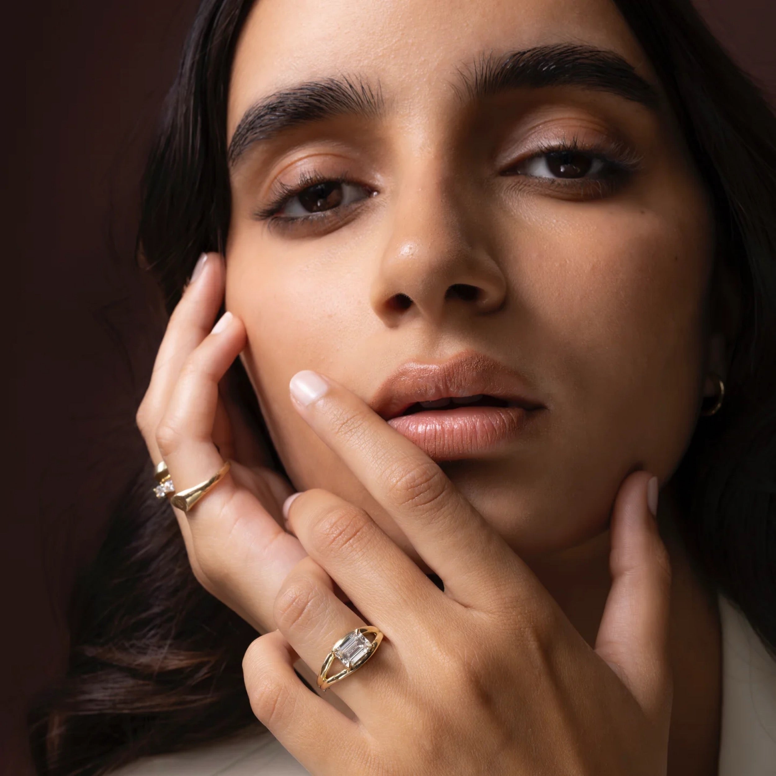 1.5 - 2.5 CT East West Emerald Lab Grown Diamond Split Shank Engagement Ring