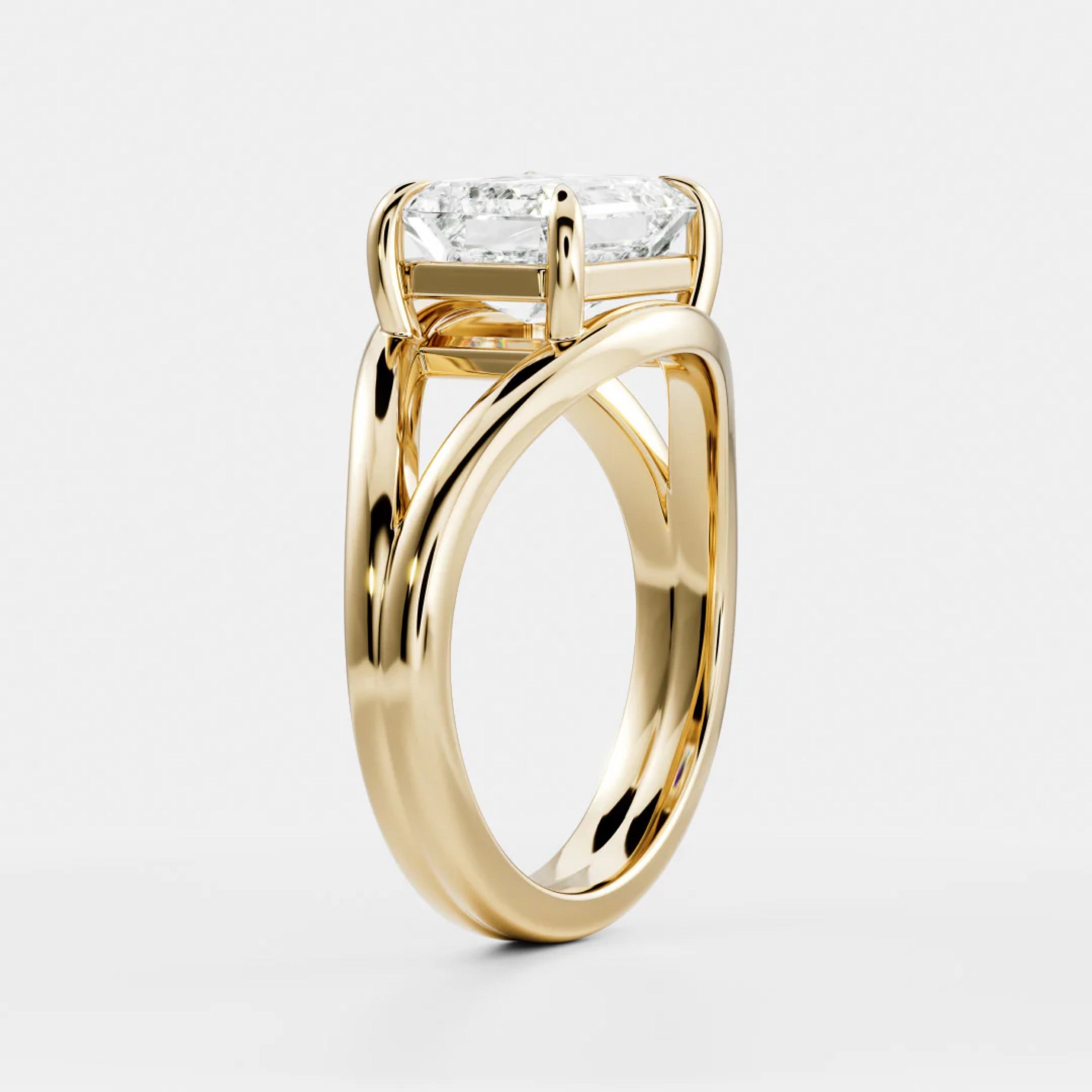 1.5 - 2.5 CT East West Emerald Lab Grown Diamond Split Shank Engagement Ring