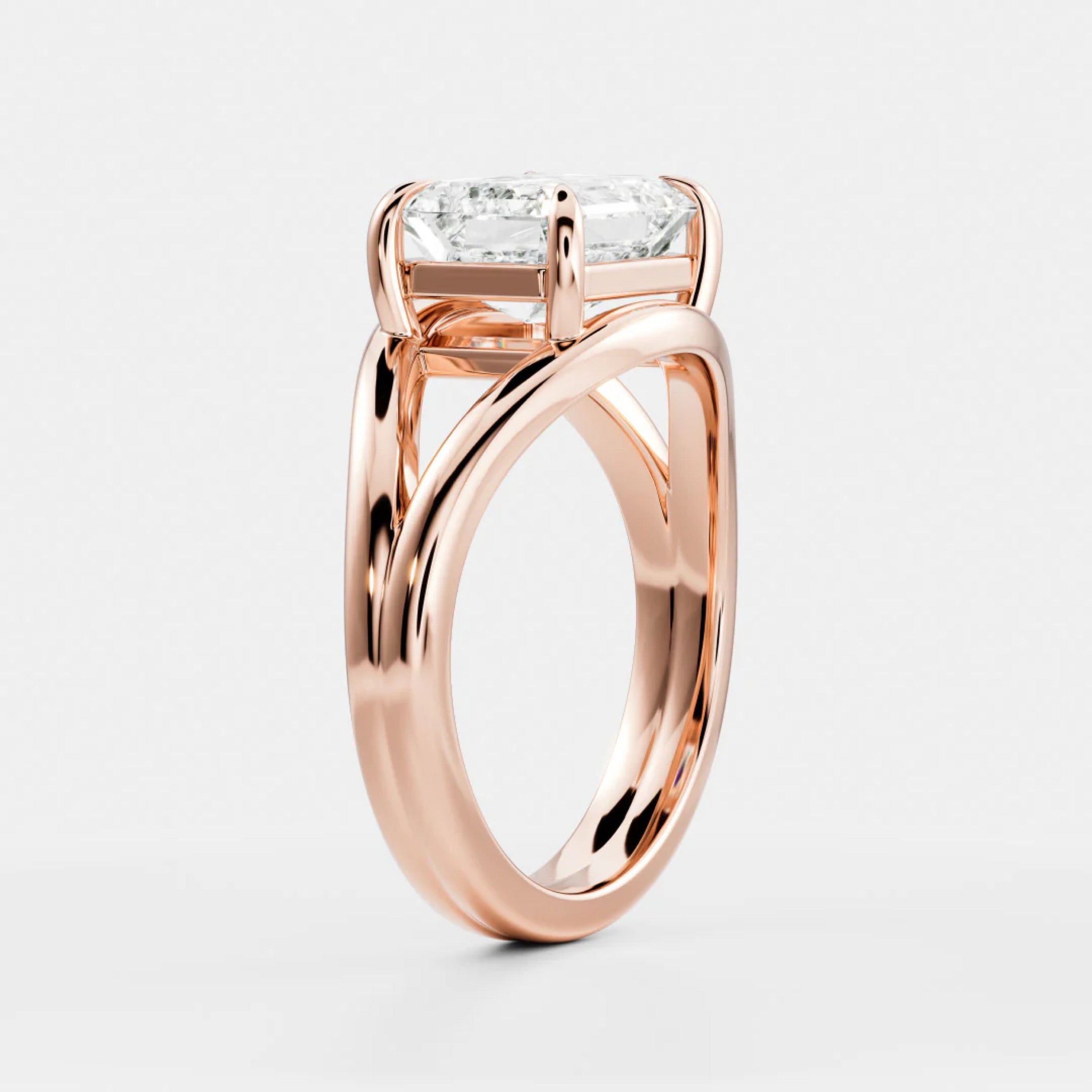 1.5 - 2.5 CT East West Emerald Lab Grown Diamond Split Shank Engagement Ring