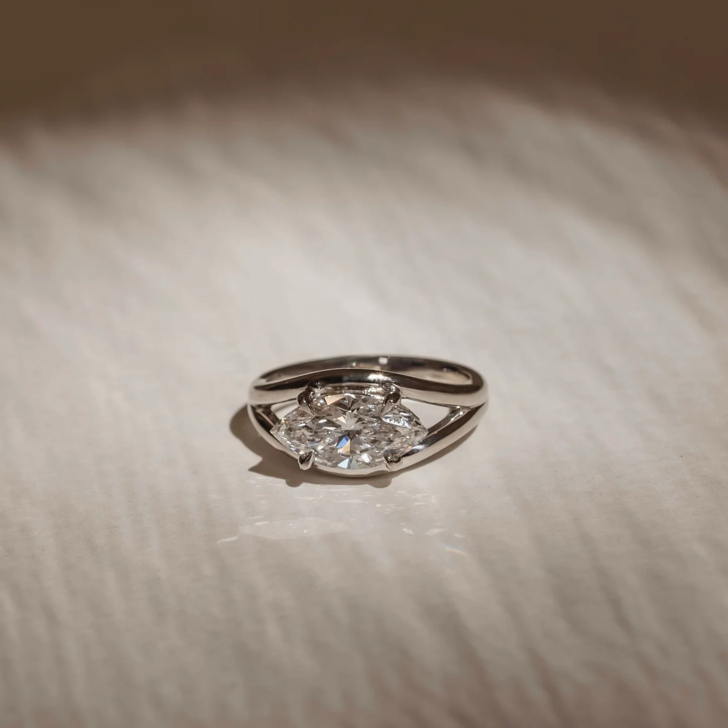 2.0 - 4.0 CT East West Marquise Lab Grown Diamond Split Shank Engagement Ring