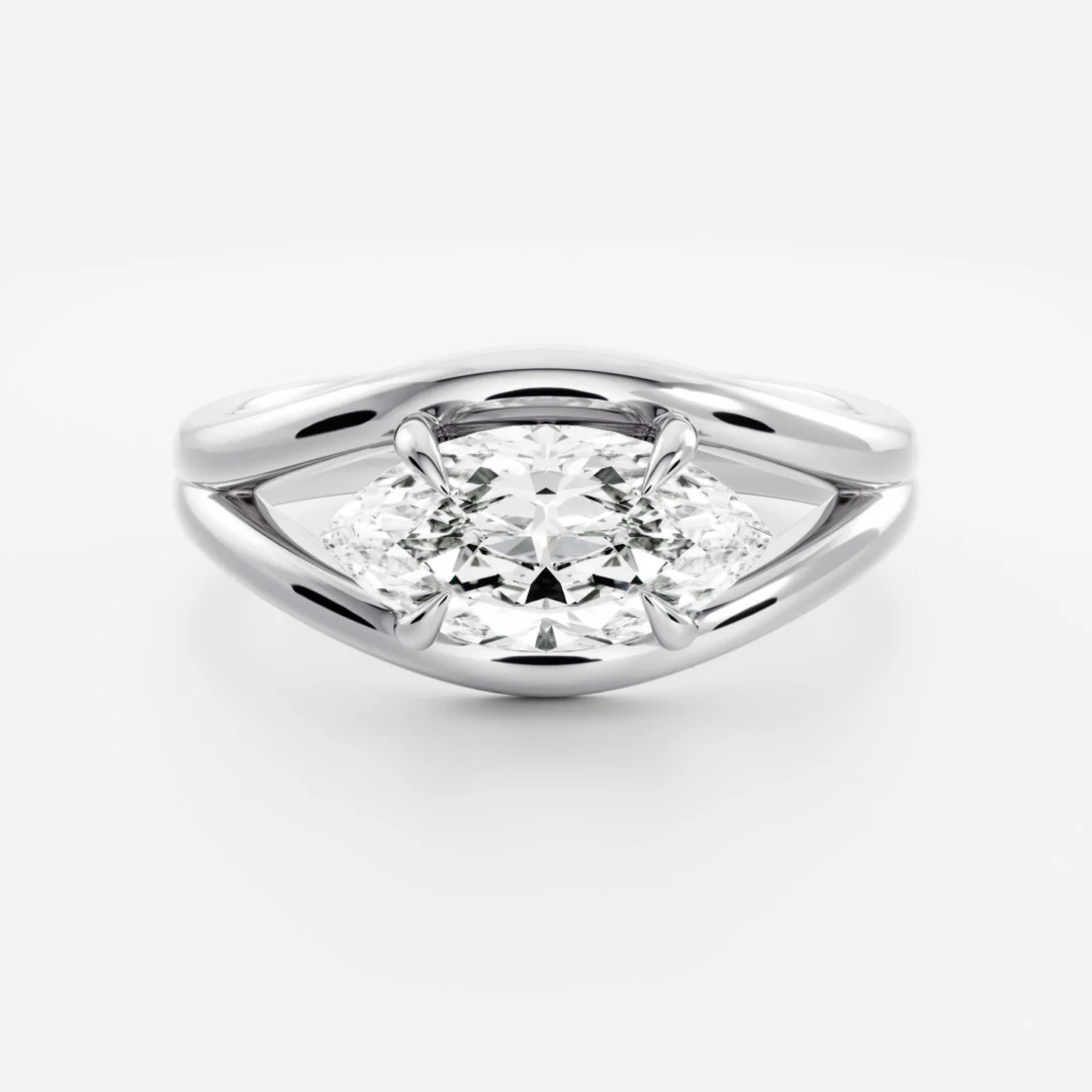 2.0 - 4.0 CT East West Marquise Lab Grown Diamond Split Shank Engagement Ring
