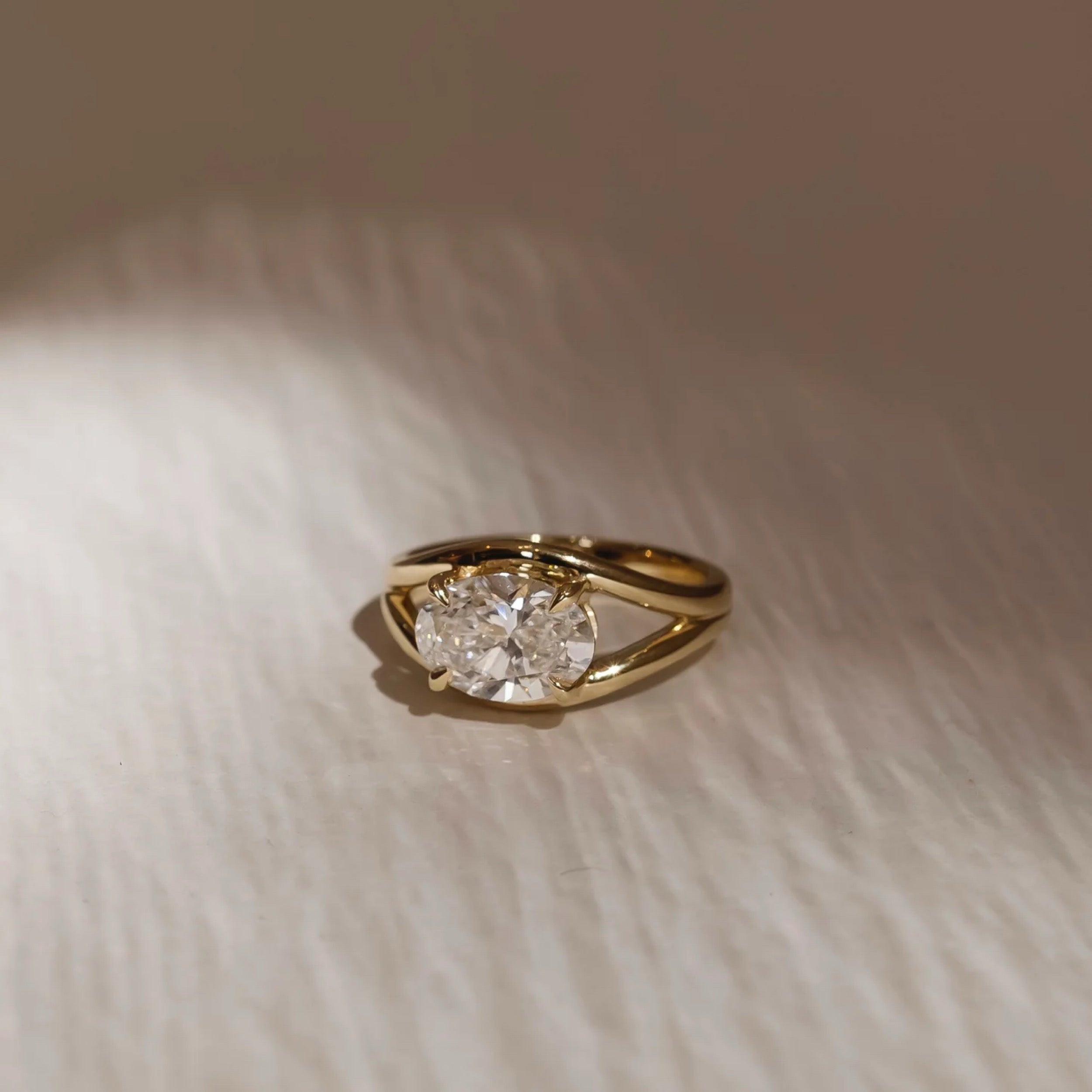 2.5 - 3.5 CT East West Oval Lab Grown Diamond Split Shank Engagement Ring