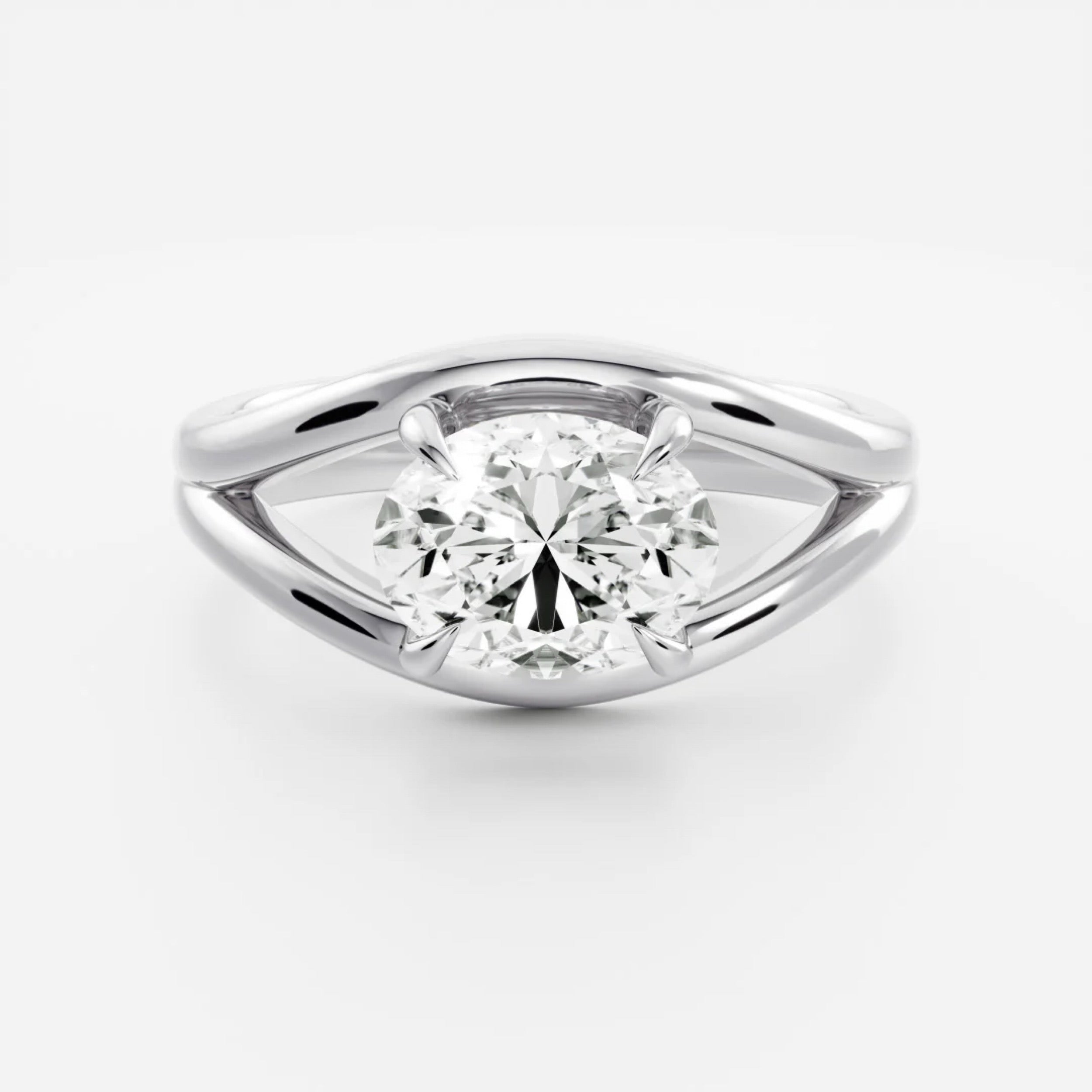 2.5 - 3.5 CT East West Oval Lab Grown Diamond Split Shank Engagement Ring