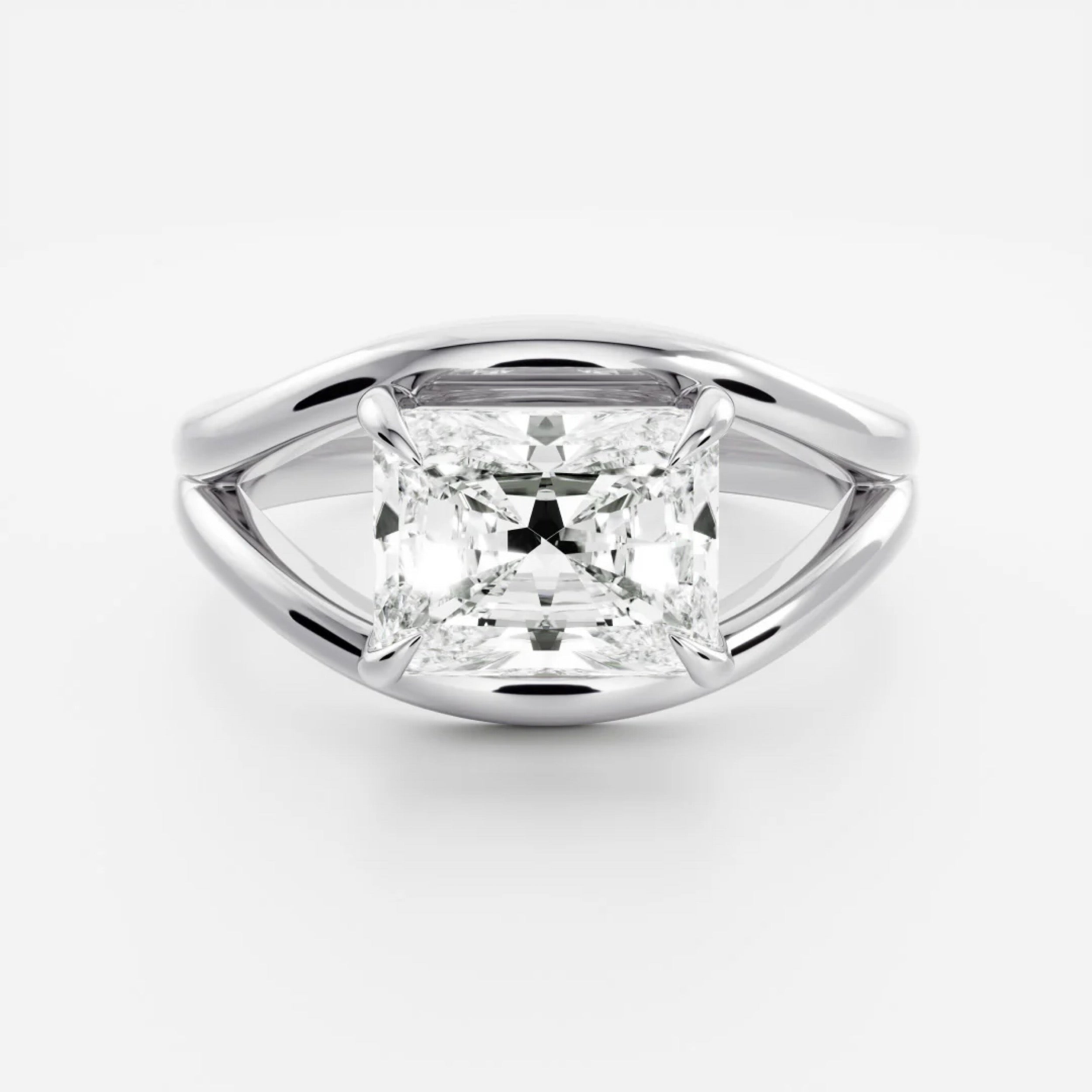 1.0 - 3.0 CT East West Radiant Lab Grown Diamond Solitaire Engagement Ring