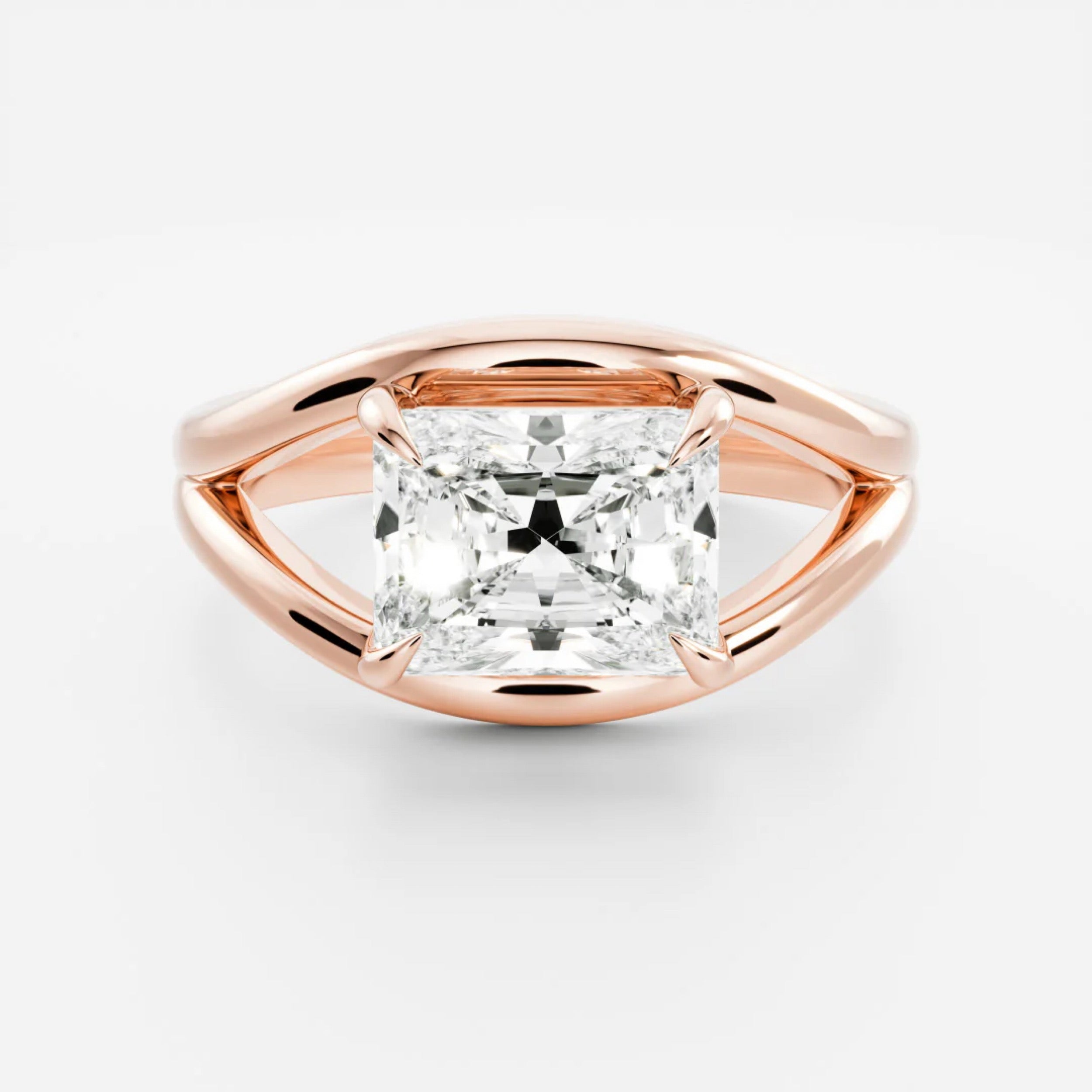 1.0 - 3.0 CT East West Radiant Lab Grown Diamond Solitaire Engagement Ring