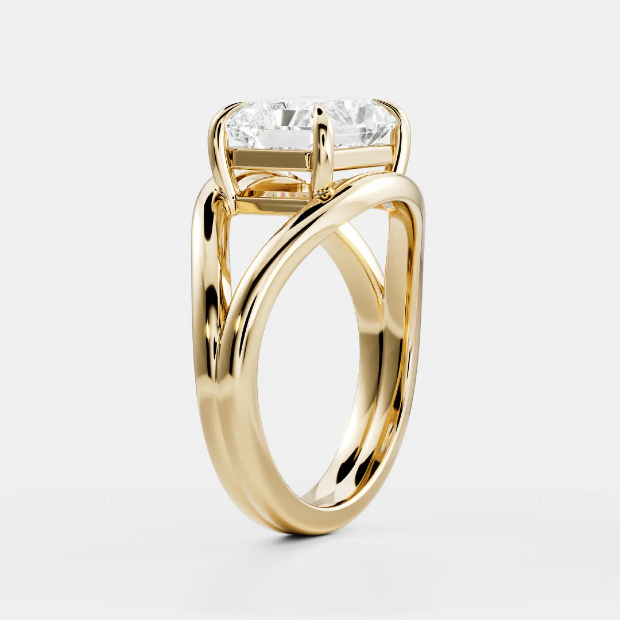 1.0 - 3.0 CT East West Radiant Lab Grown Diamond Solitaire Engagement Ring