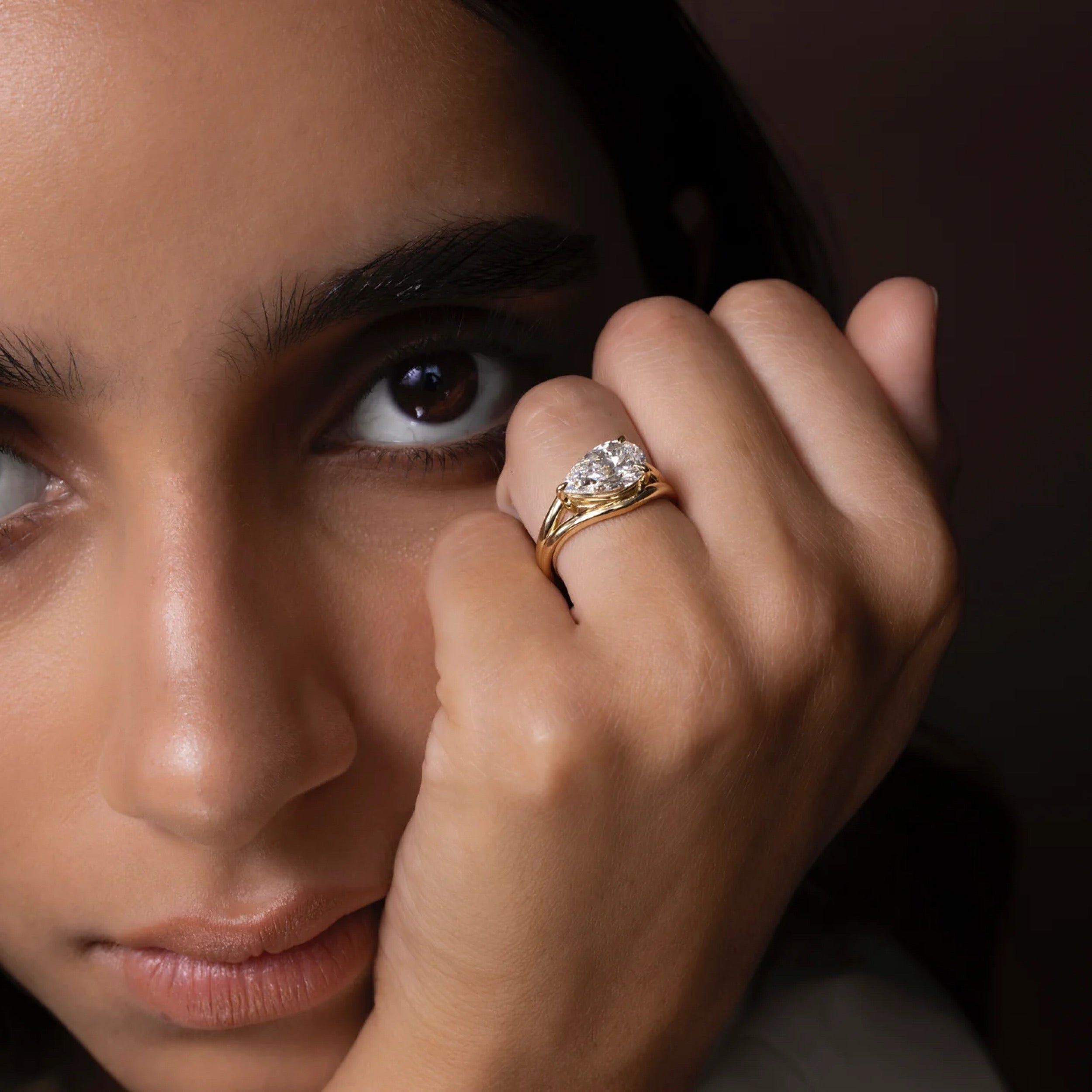 1.5 - 2.5 CT East West Pear Lab Grown Diamond Split Shank Engagement Ring