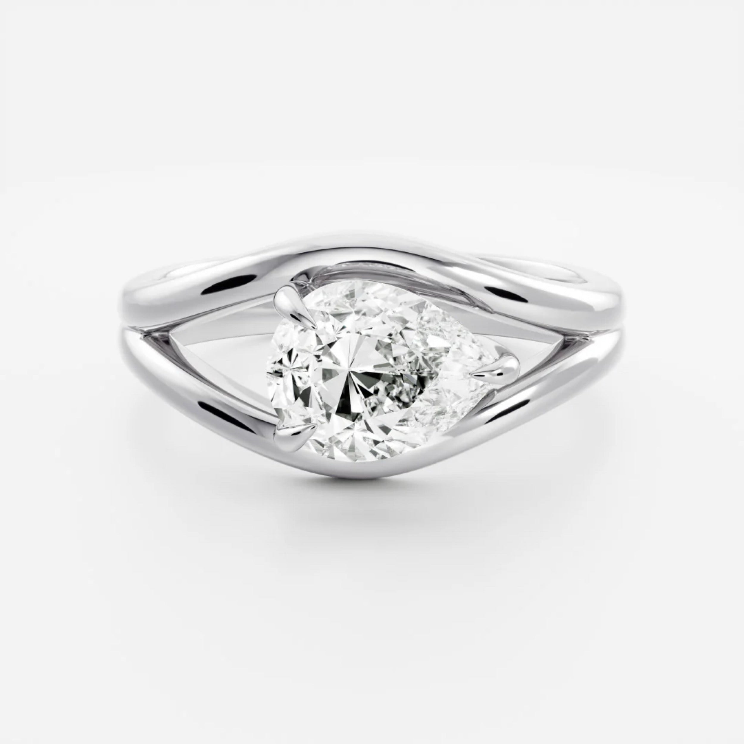 1.5 - 2.5 CT East West Pear Lab Grown Diamond Split Shank Engagement Ring