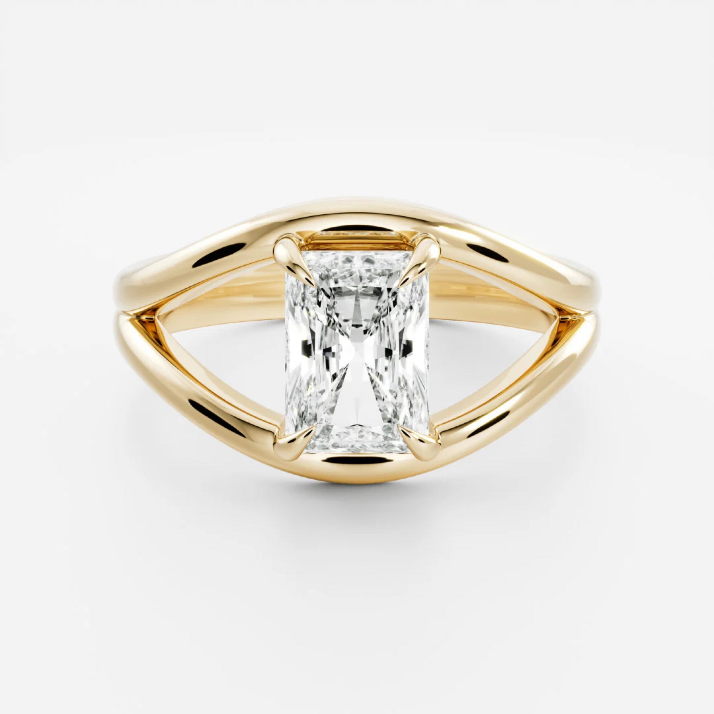 2.5 - 3.5 CT Radiant Lab Grown Diamond Split Shank Engagement Ring