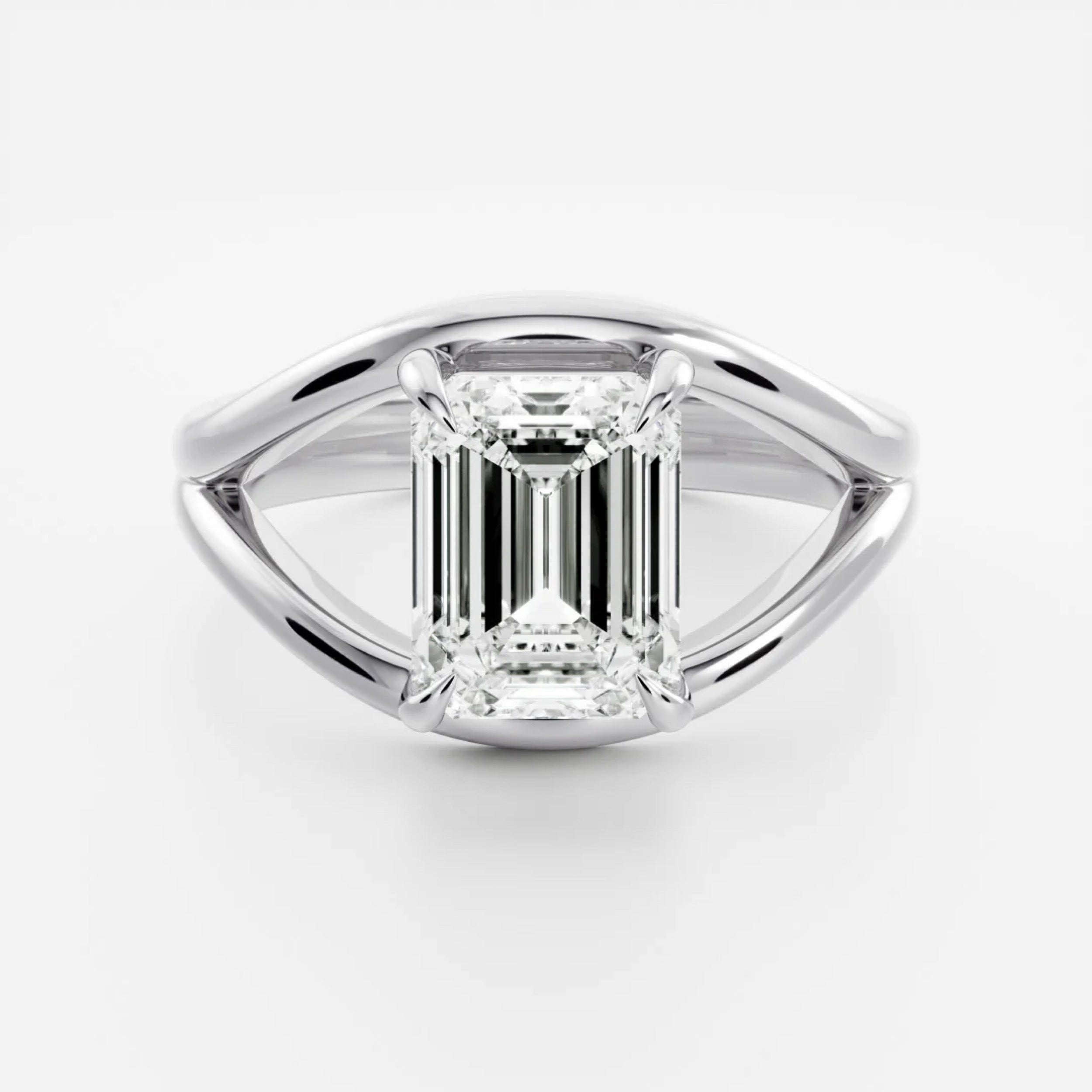 1.5 - 2.5 CT Emerald Lab Grown Diamond Split Shank Engagement Ring