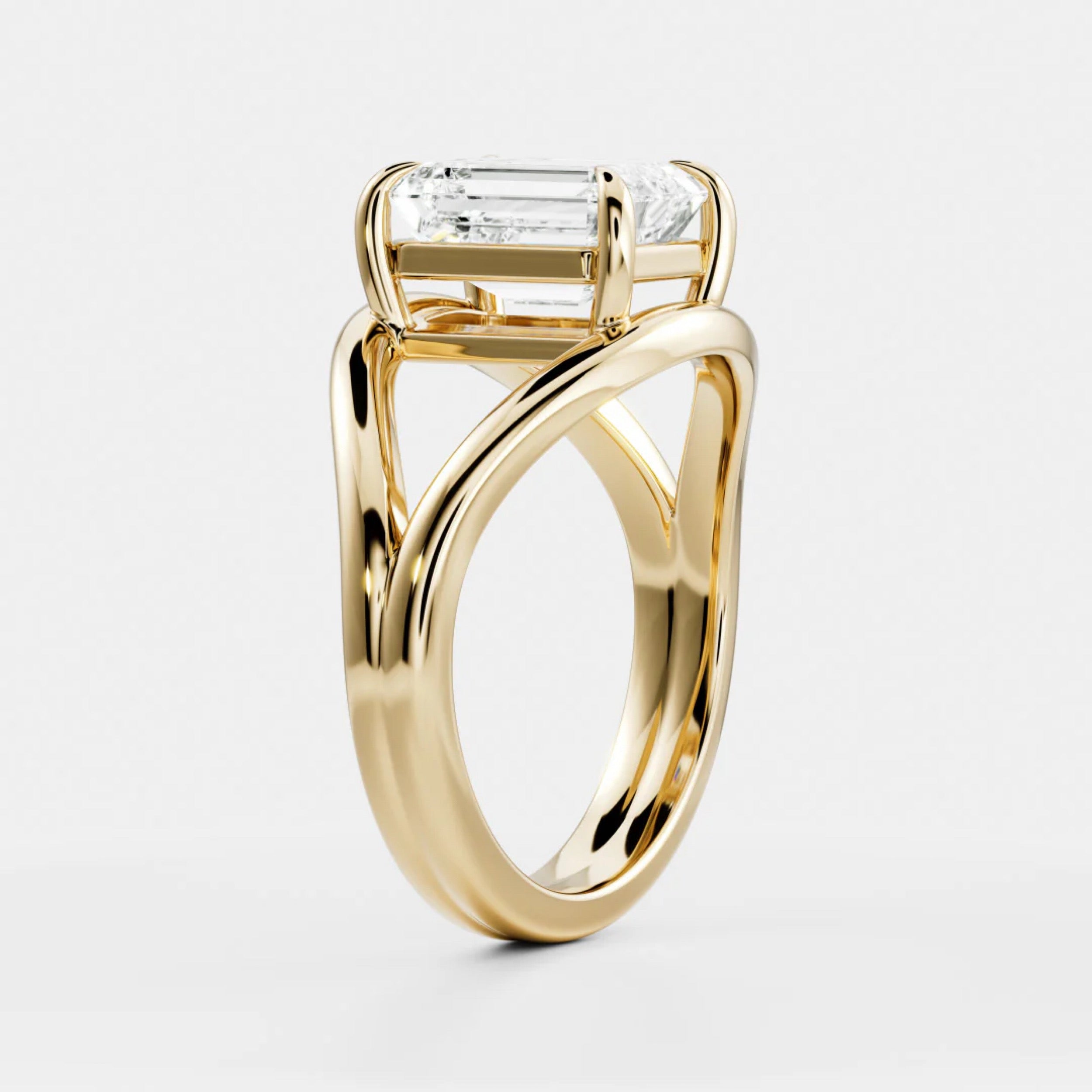 1.5 - 2.5 CT Emerald Lab Grown Diamond Split Shank Engagement Ring