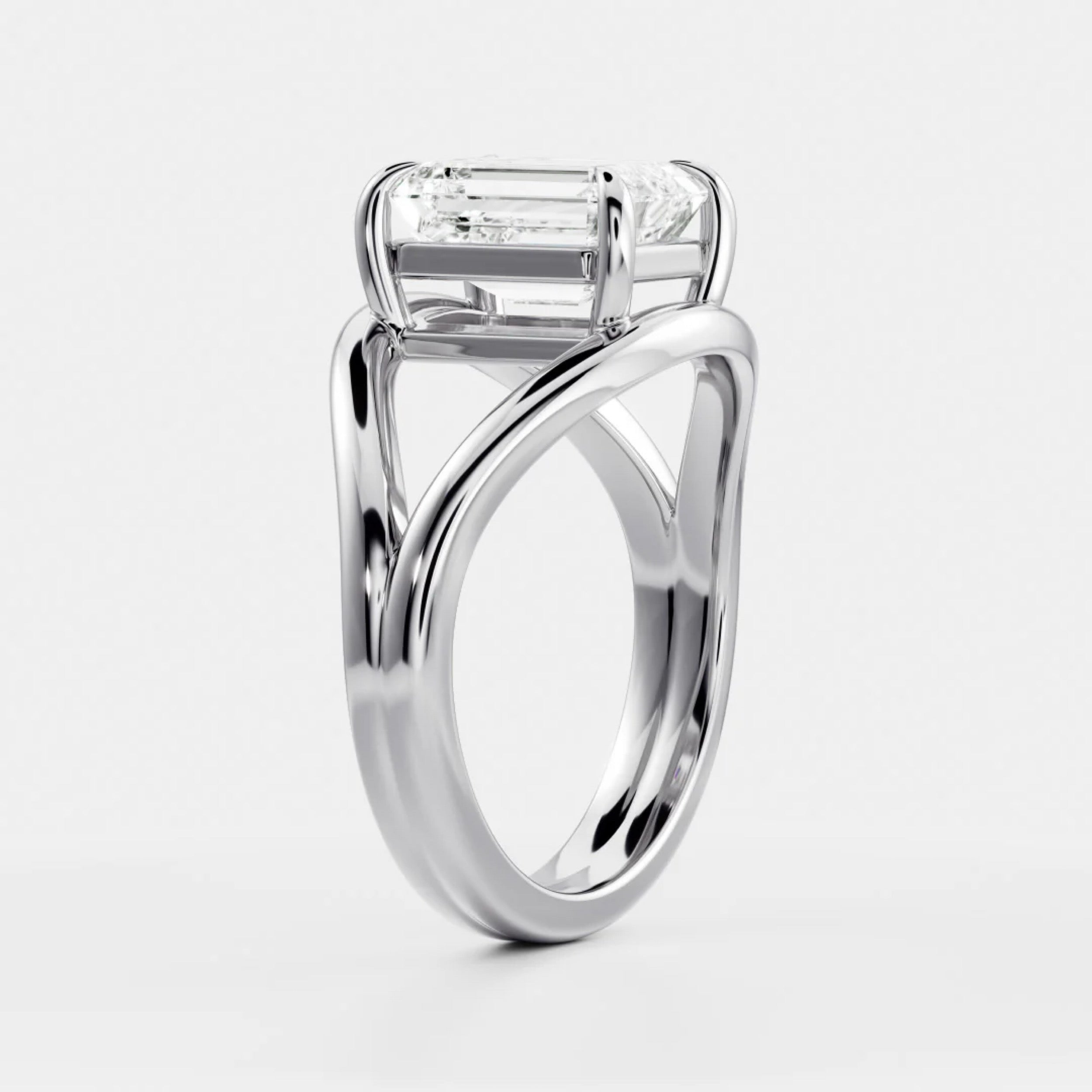 1.5 - 2.5 CT Emerald Lab Grown Diamond Split Shank Engagement Ring