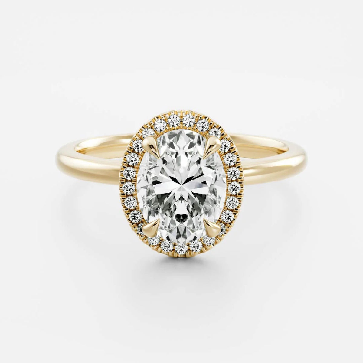 1.0 - 3.5 CT Oval Lab Grown Diamond Halo Engagement Ring