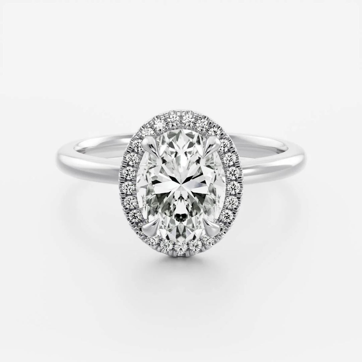 1.0 - 3.5 CT Oval Lab Grown Diamond Halo Engagement Ring