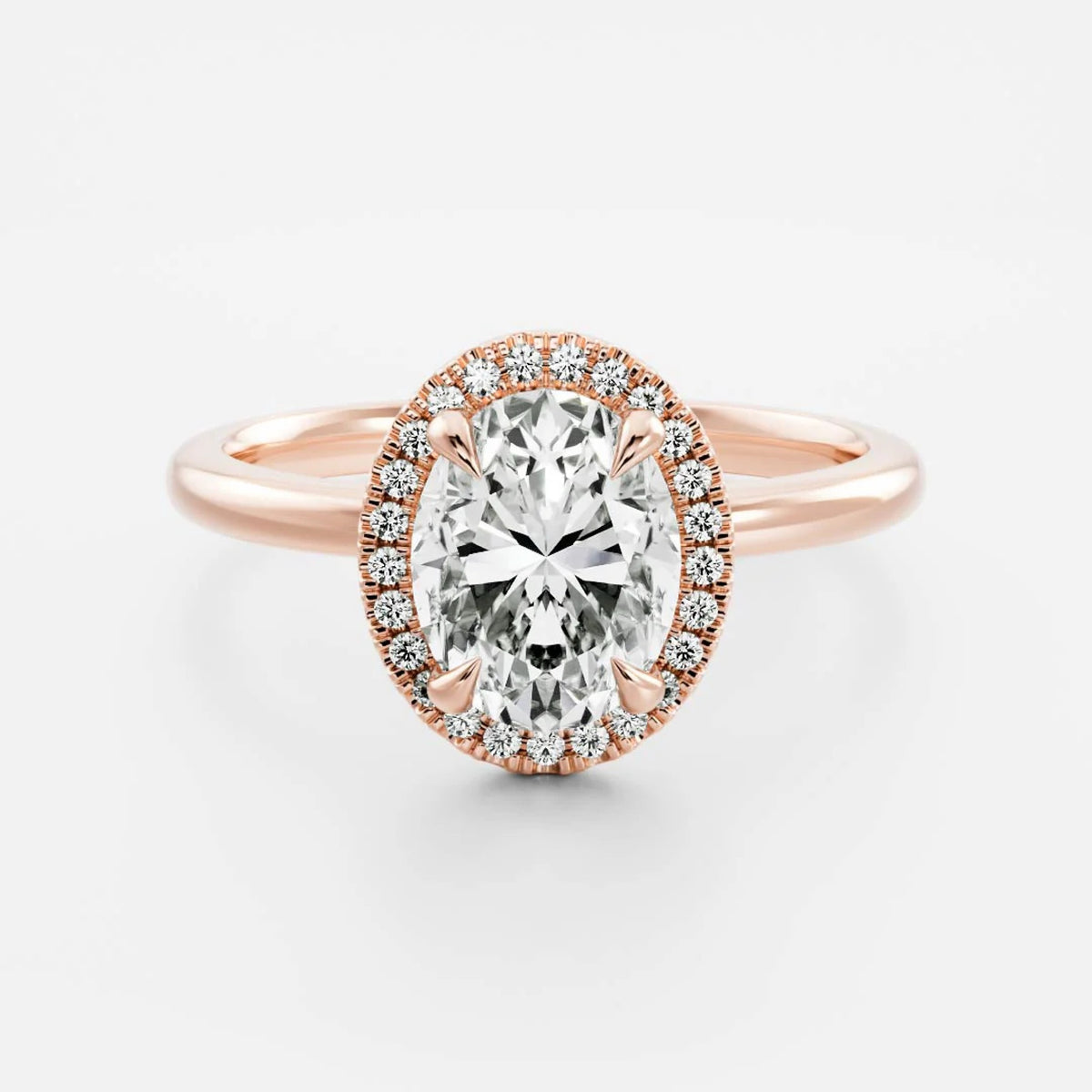 1.0 - 3.5 CT Oval Lab Grown Diamond Halo Engagement Ring
