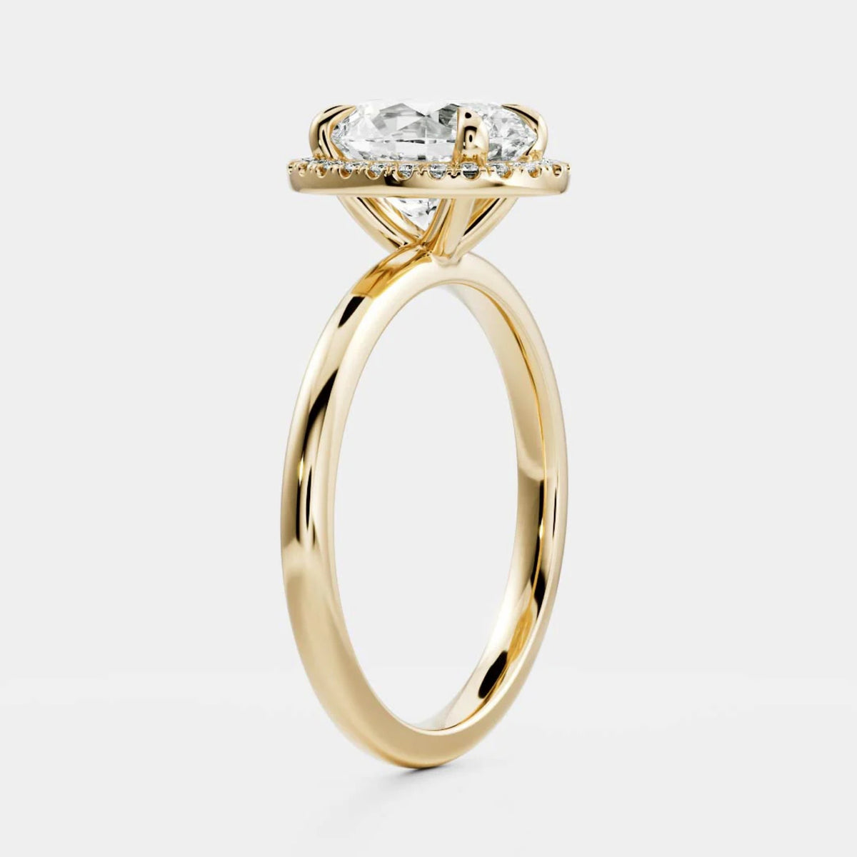 1.0 - 3.5 CT Oval Lab Grown Diamond Halo Engagement Ring