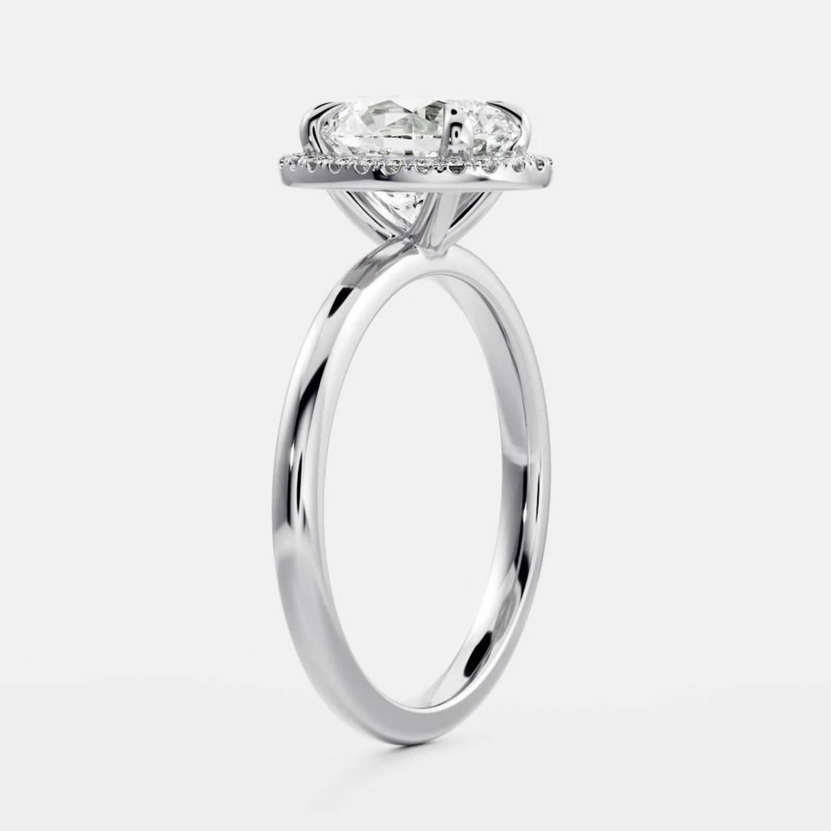 1.0 - 3.5 CT Oval Lab Grown Diamond Halo Engagement Ring