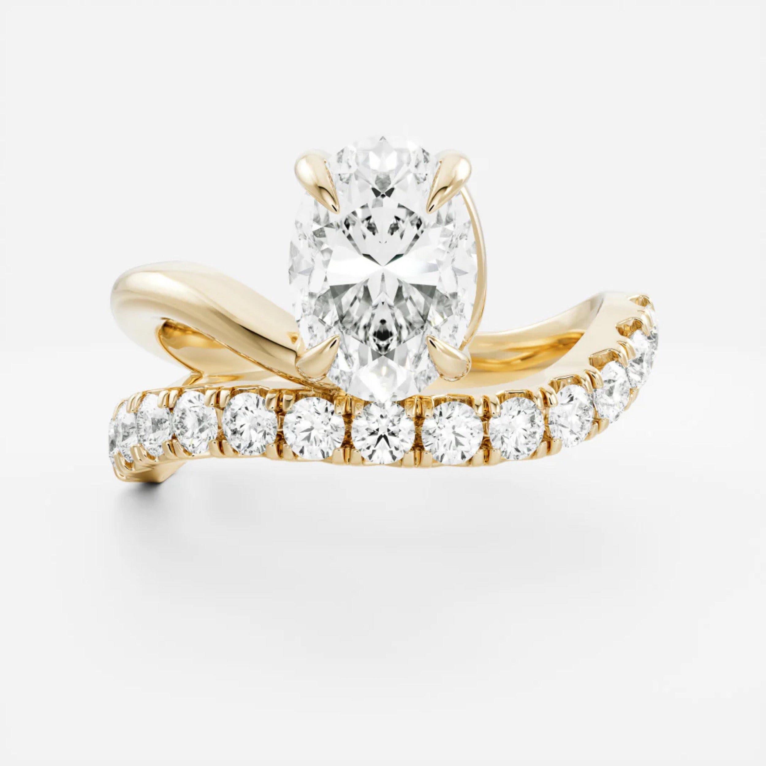 1.5 - 2.5 CT Oval Lab Grown Diamond Pave Engagement Ring