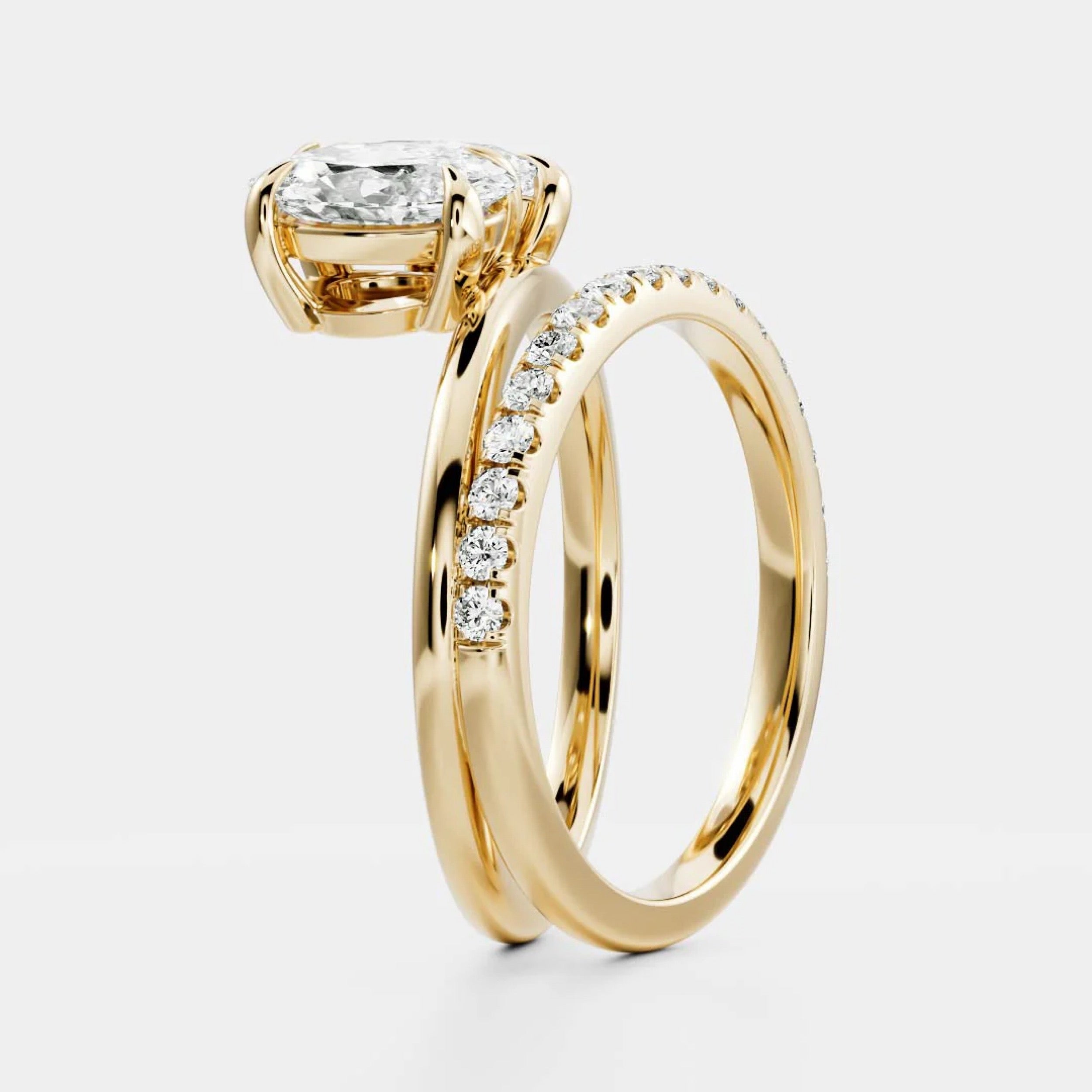 1.5 - 2.5 CT Oval & Pear Lab Grown Diamond Double Band Engagement Ring