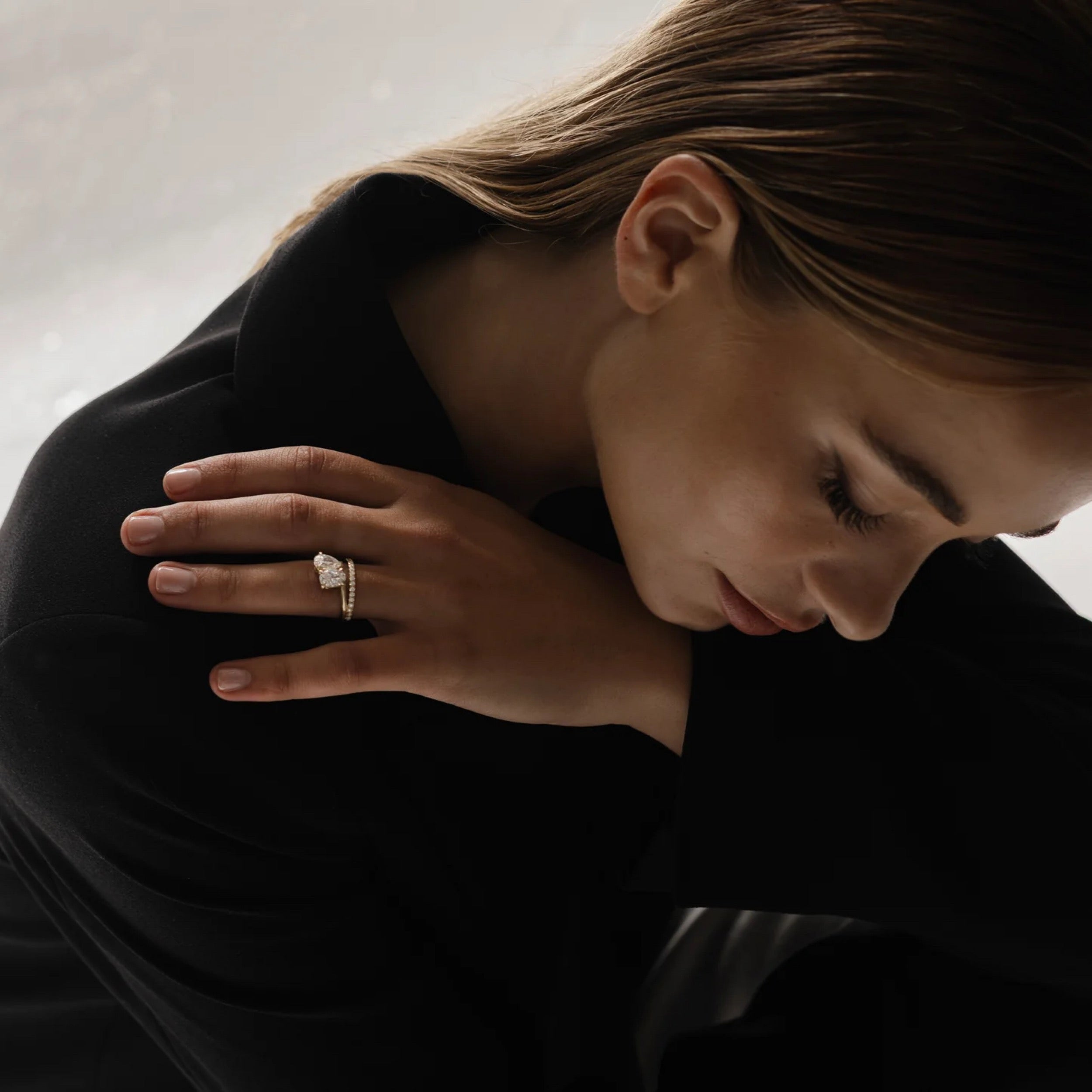 1.5 - 2.5 CT Oval & Pear Lab Grown Diamond Double Band Engagement Ring