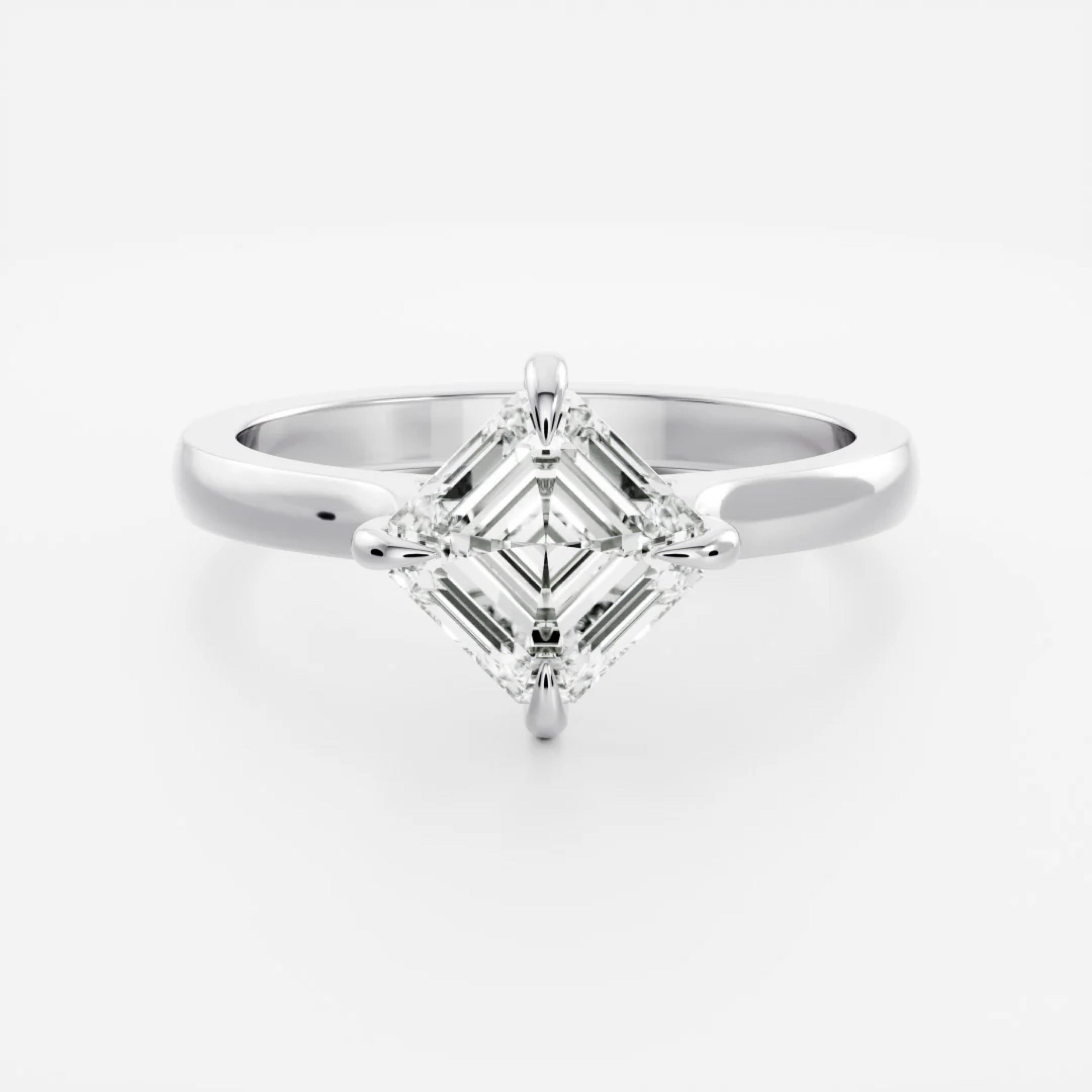 1.0 - 3.0 CT East West Asscher Lab Grown Diamond Solitaire Engagement Ring