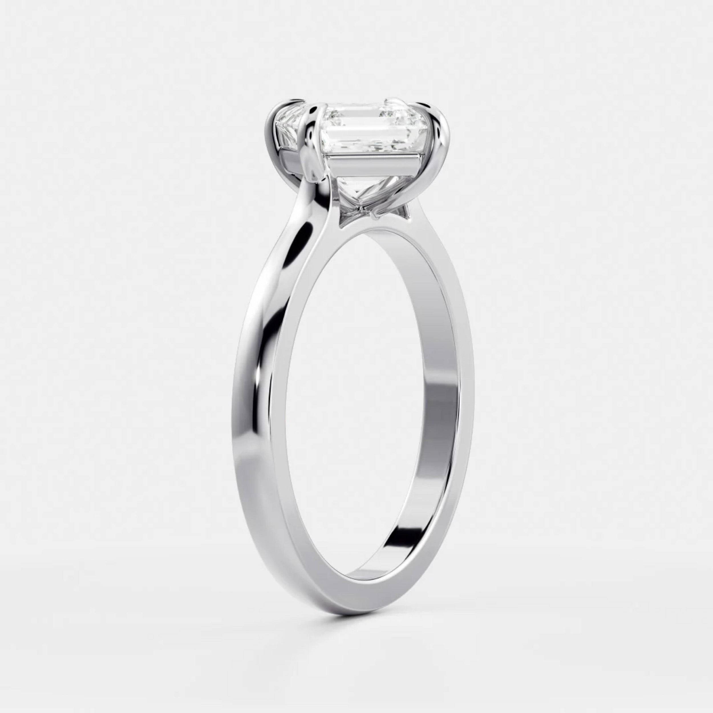 1.0 - 3.0 CT East West Asscher Lab Grown Diamond Solitaire Engagement Ring