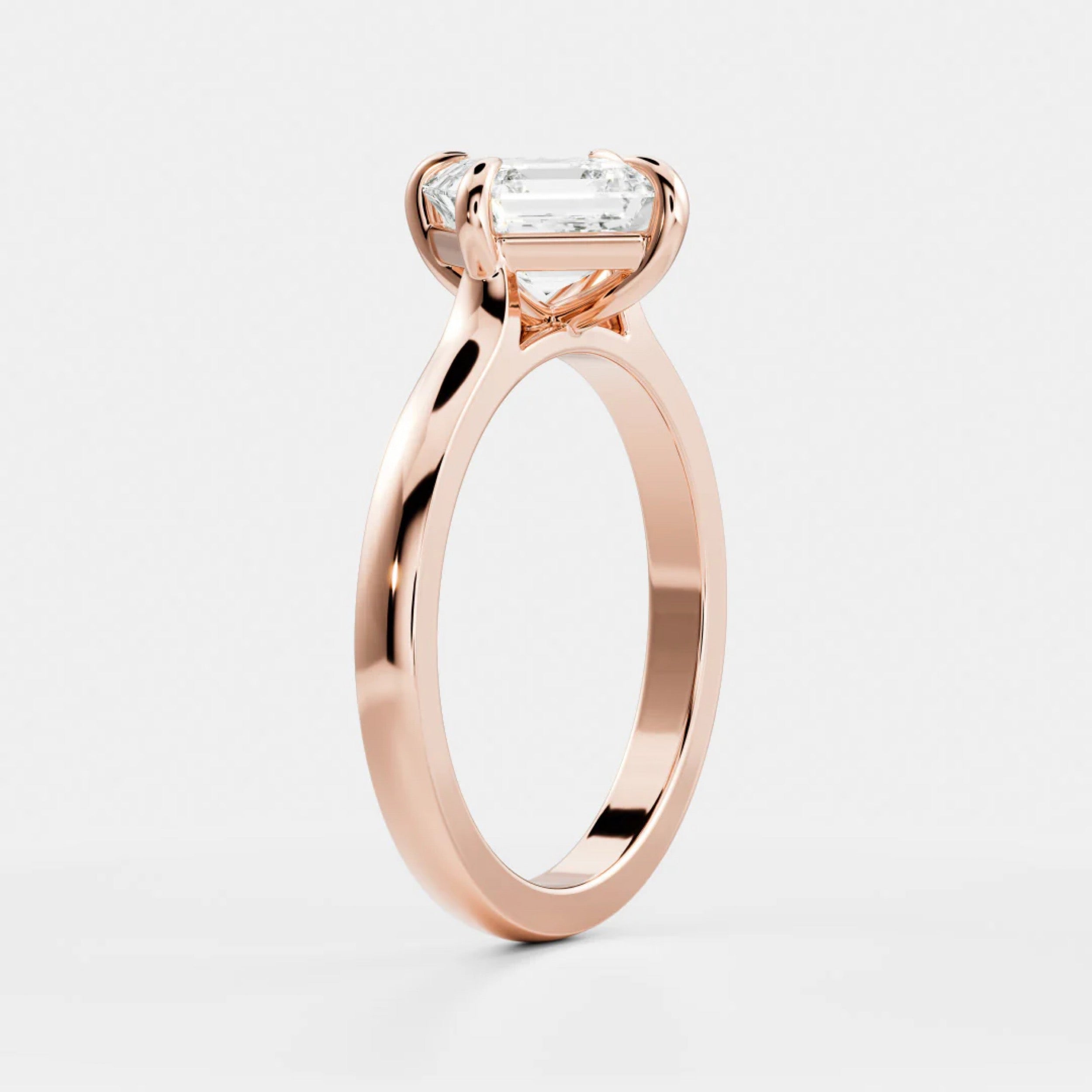 1.0 - 3.0 CT East West Asscher Lab Grown Diamond Solitaire Engagement Ring