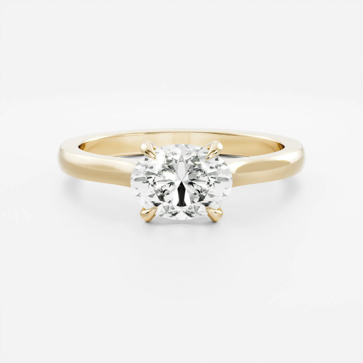 1.0- 3.5 CT East West Oval Lab Grown Diamond Solitiare Engagement Ring