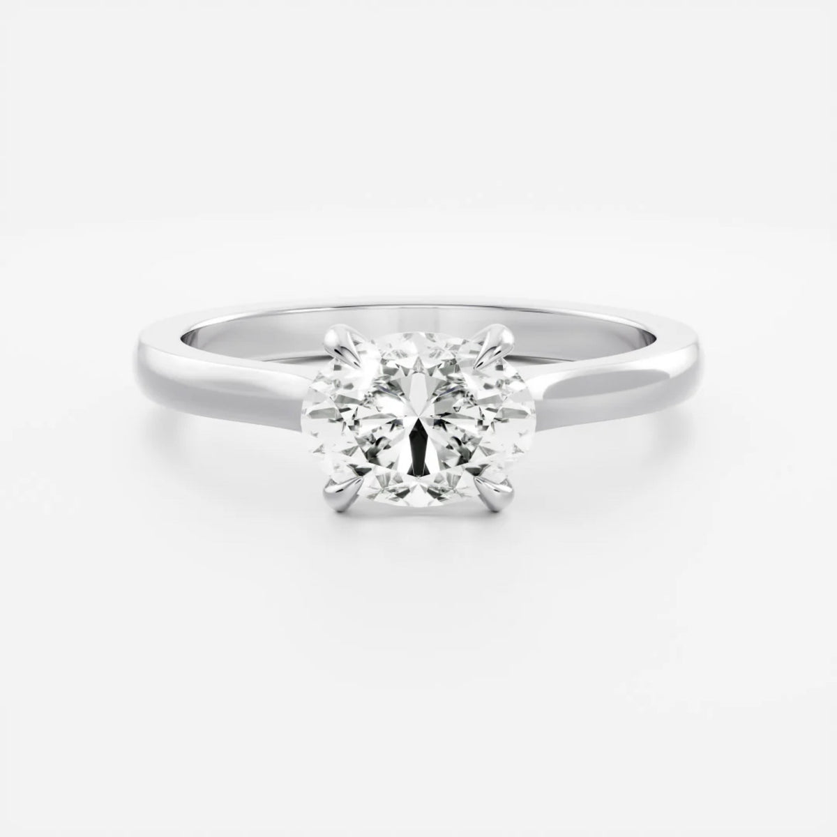 1.0- 3.5 CT East West Oval Lab Grown Diamond Solitiare Engagement Ring