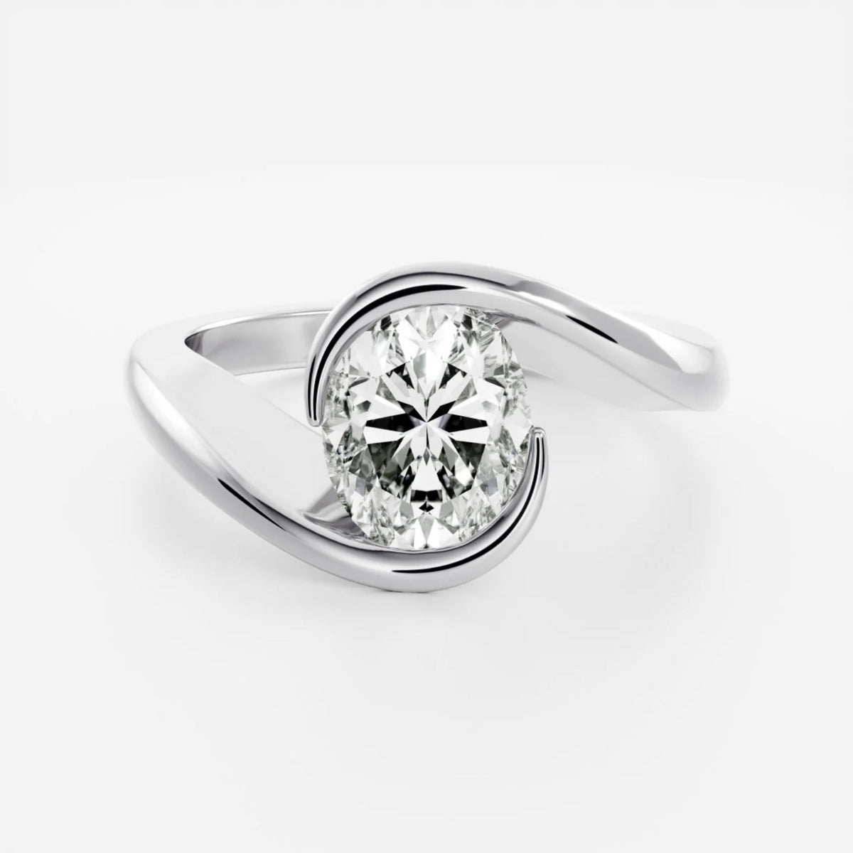 1.0- 3.5 CT Oval Lab Grown Diamond Wrap Engagement Ring