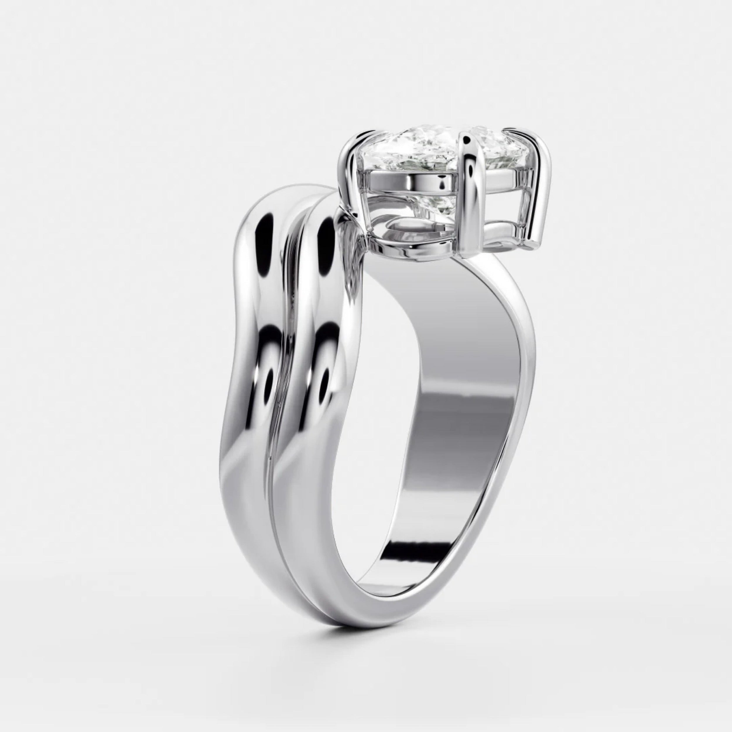 1.5 - 2.5 CT Elongated Cushion Lab Grown Diamond Double Curved Engagement Ring