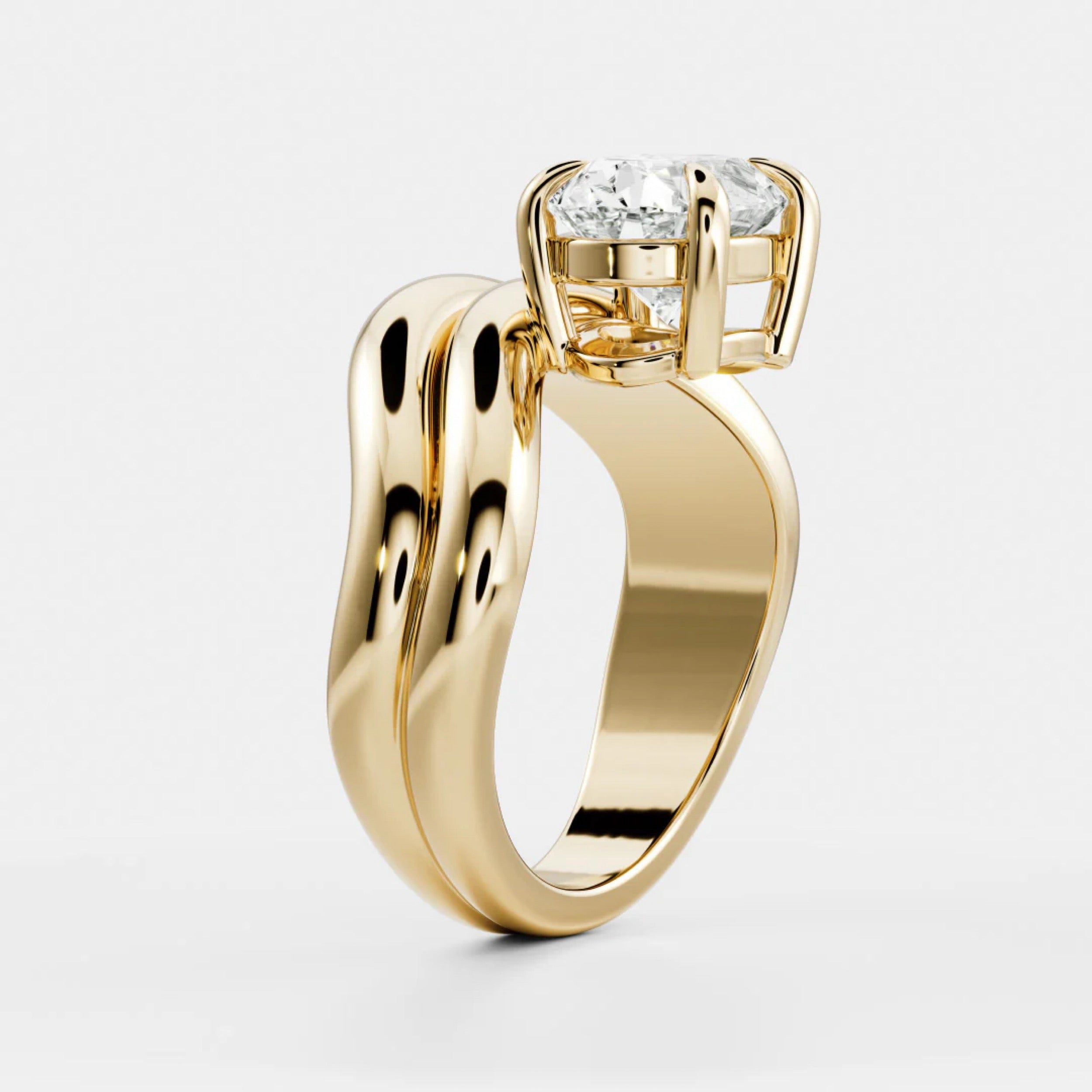 1.5 - 2.5 CT Oval Lab Grown Diamond Double Curved Engagement Ring