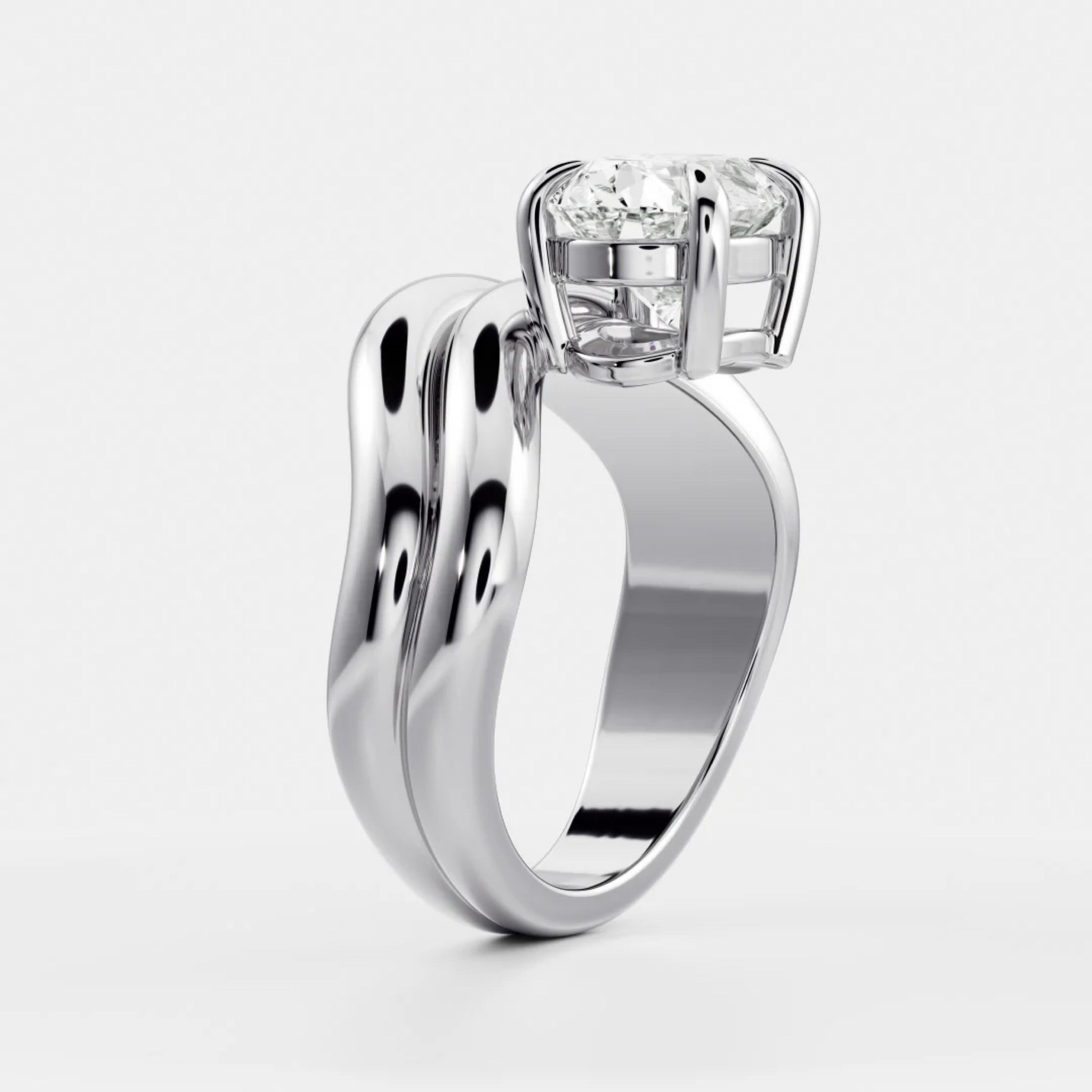 1.5 - 2.5 CT Oval Lab Grown Diamond Double Curved Engagement Ring