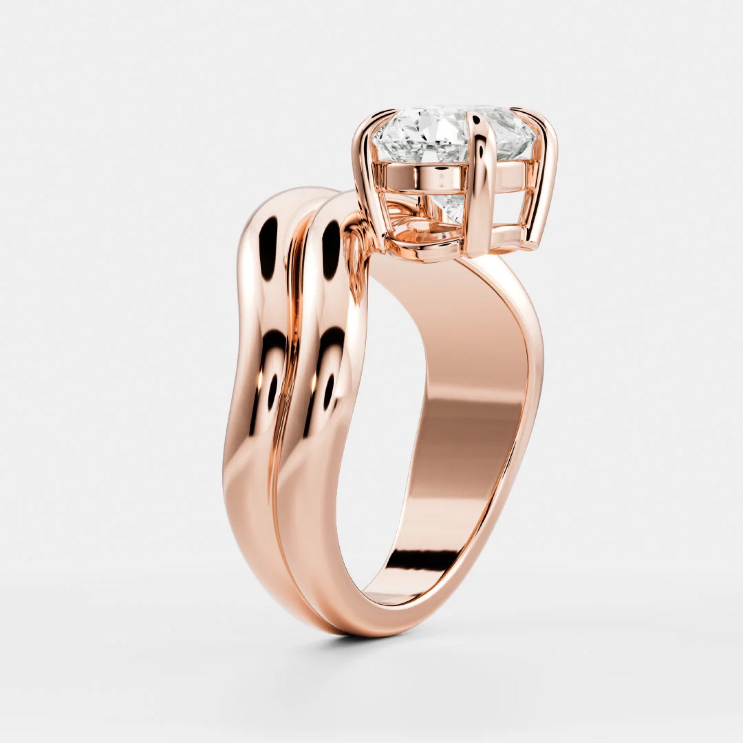 1.5 - 2.5 CT Oval Lab Grown Diamond Double Curved Engagement Ring