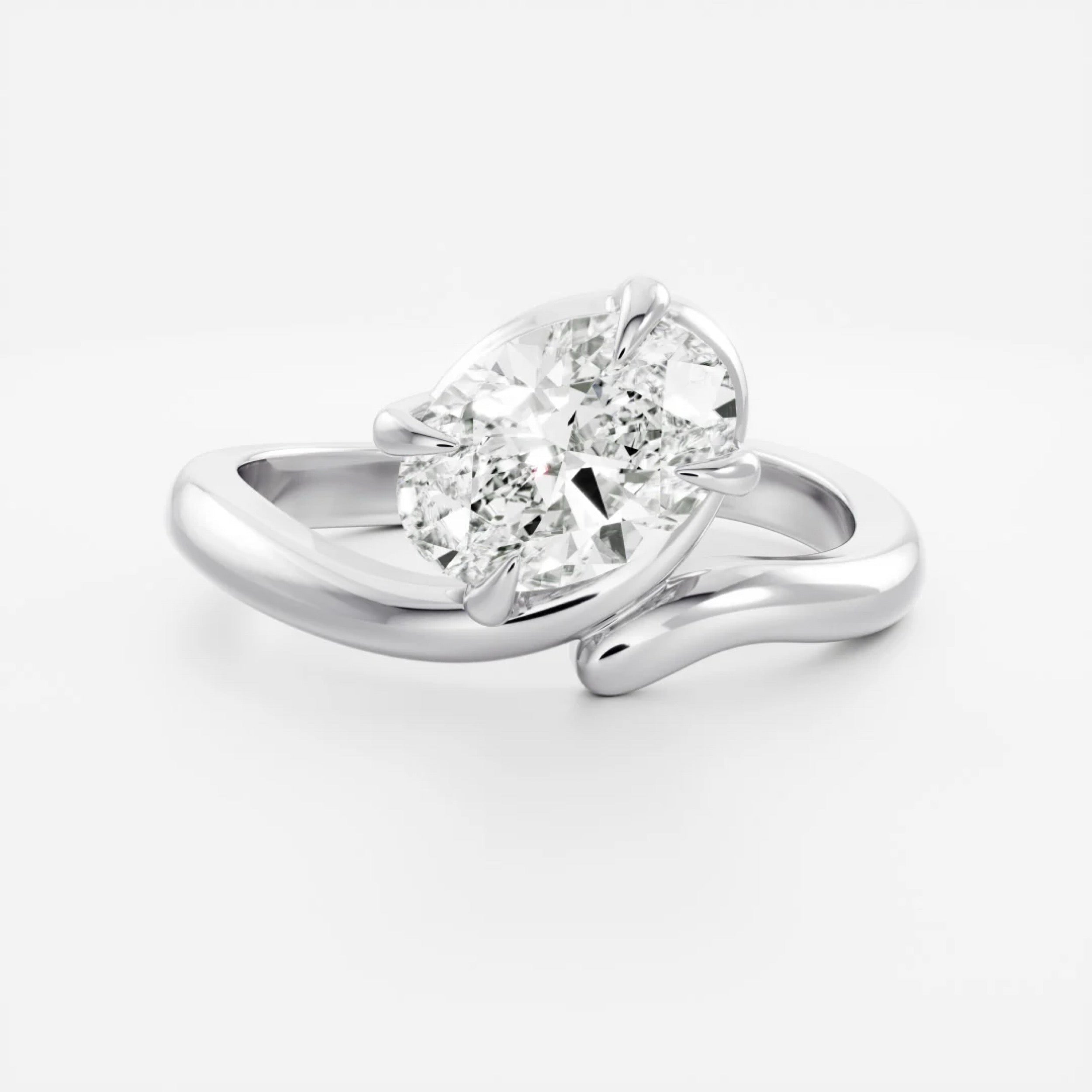 2.0 - 4.0 CT Oval Lab Grown Diamond Twisted Engagement Ring