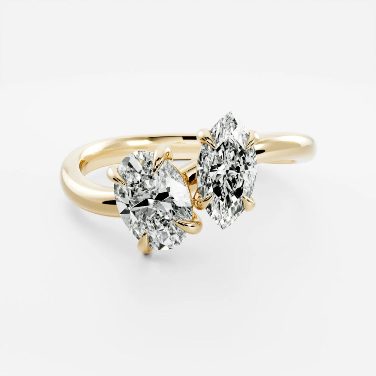1.0 - 3.5 CT Oval & Marquise Lab Grown Diamond Two Stone Engagement Ring