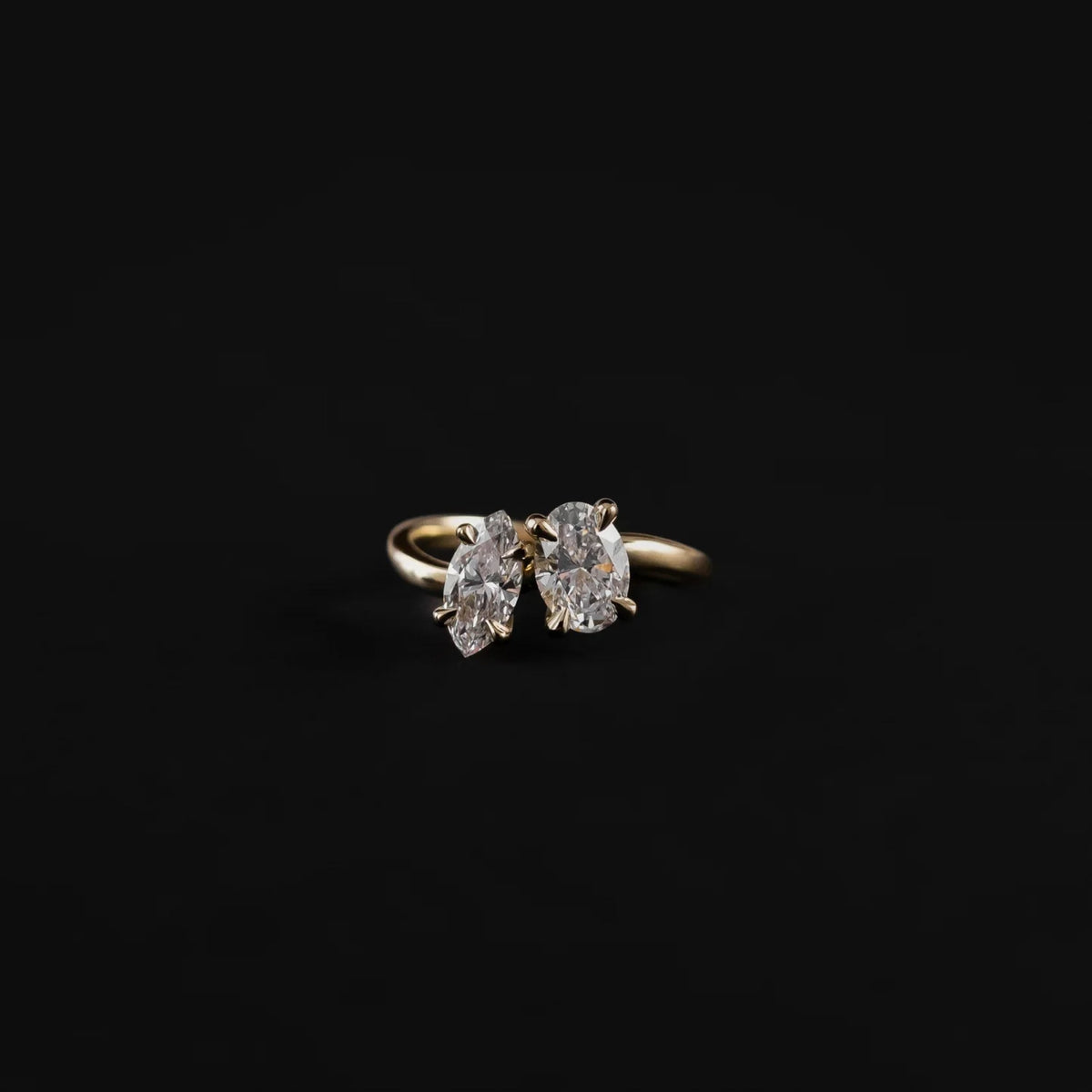 1.0 - 3.5 CT Oval & Marquise Lab Grown Diamond Two Stone Engagement Ring