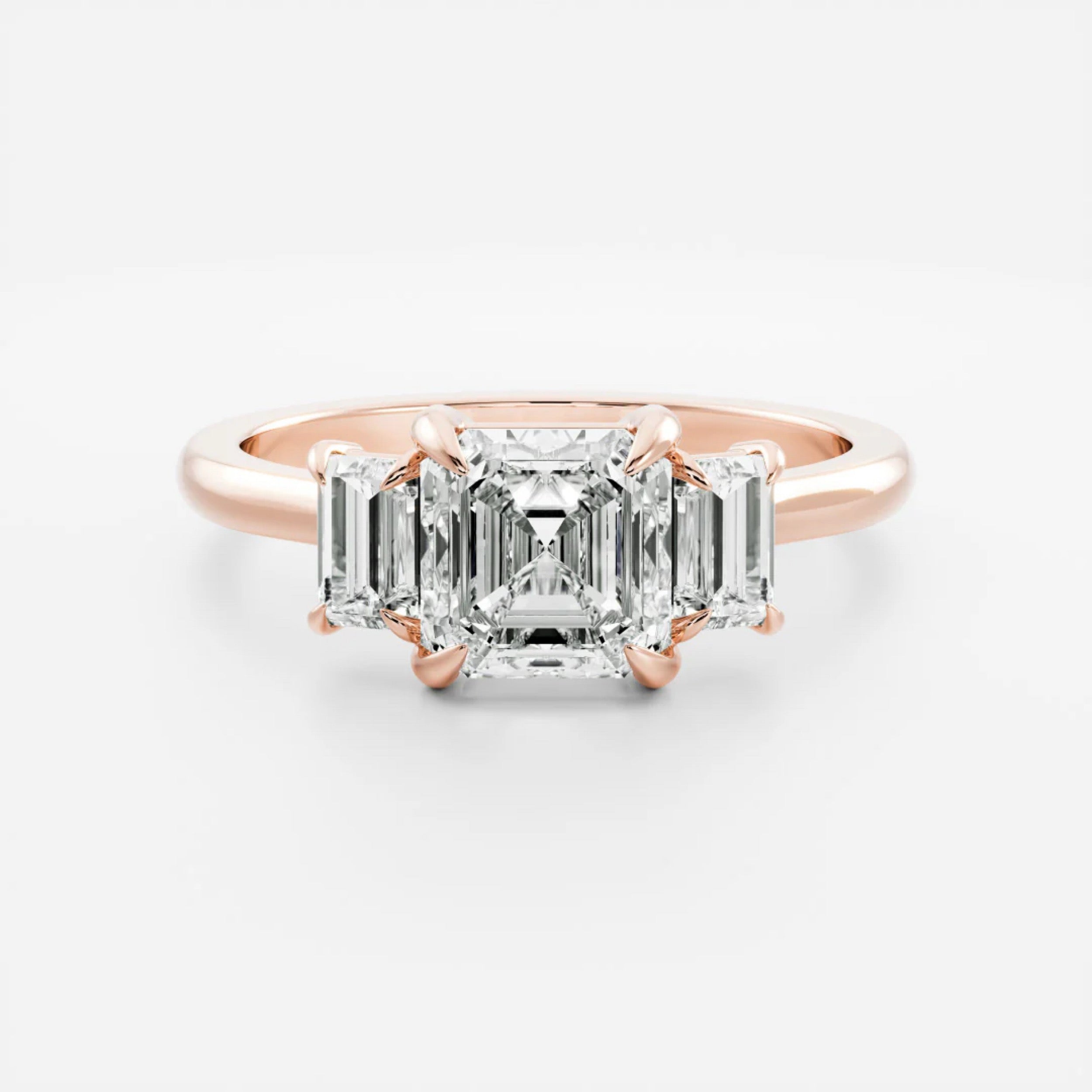 1.5 - 2.5 CT Asscher Lab Grown Diamond Trilogy Engagement Ring
