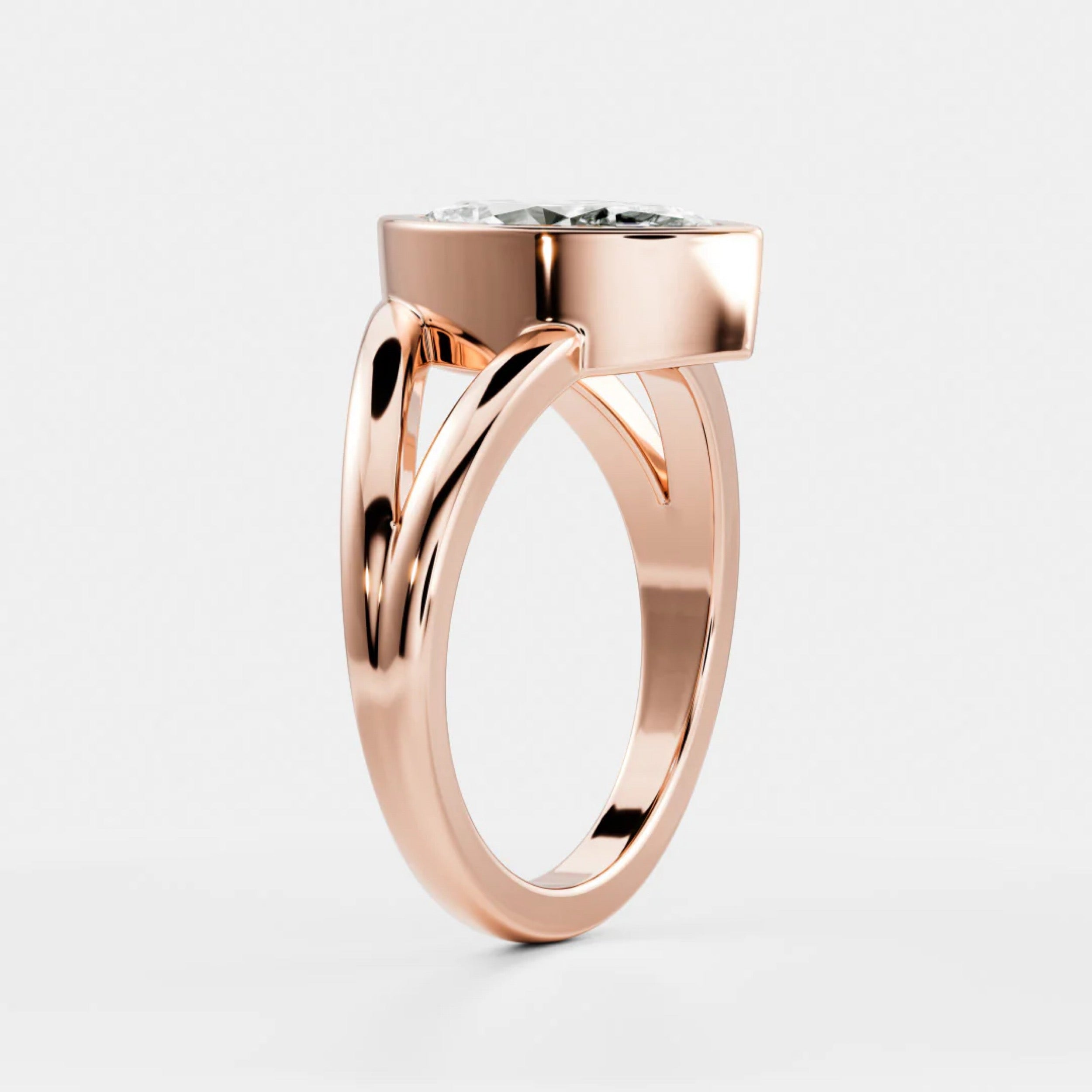 2.0 - 4.0 CT Marquise Lab Grown Diamond Bezel Split Engagement Ring