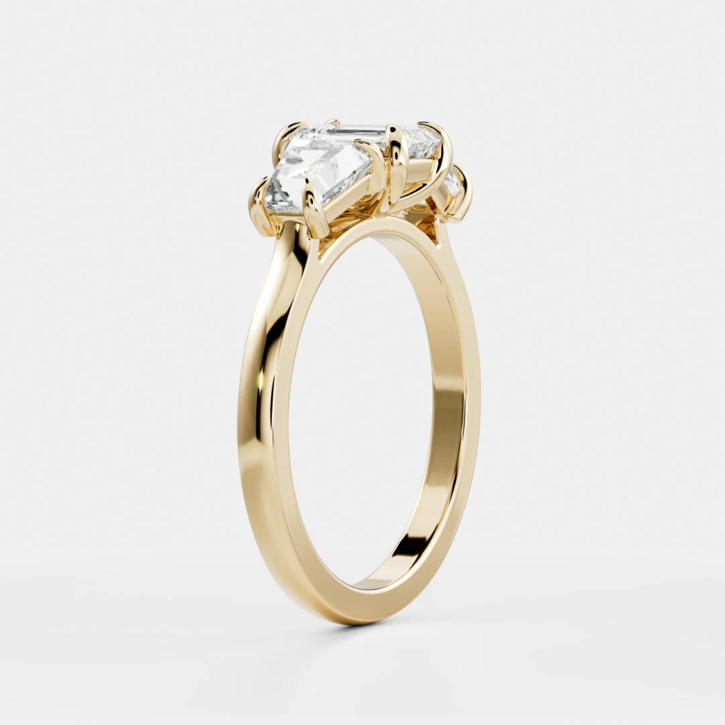 1.5 - 2.5 CT Emerald Lab Grown Diamond Trilogy Engagement Ring