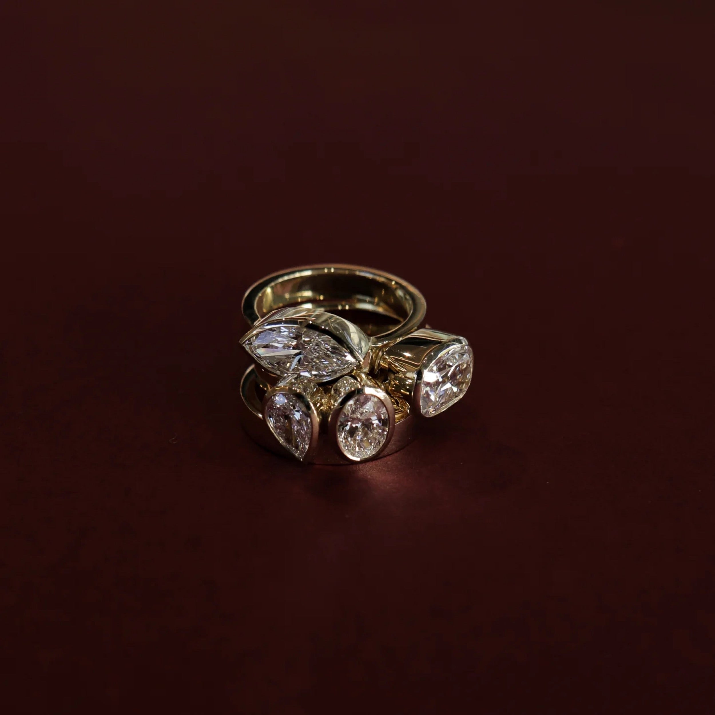 2.0 - 4.0 CT East West Marquise Lab Grown Diamond Bezel Engagement Ring