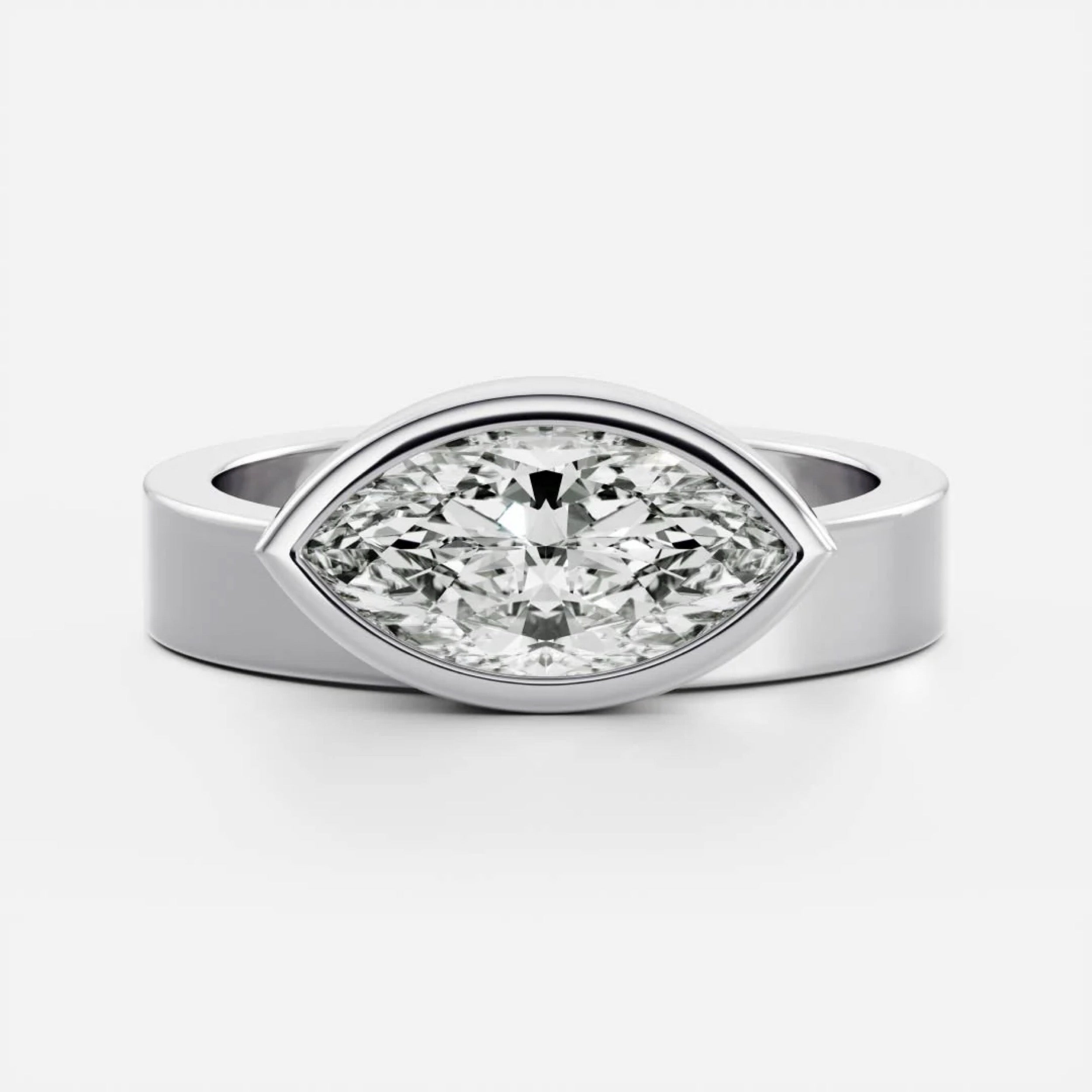 2.0 - 4.0 CT East West Marquise Lab Grown Diamond Bezel Engagement Ring