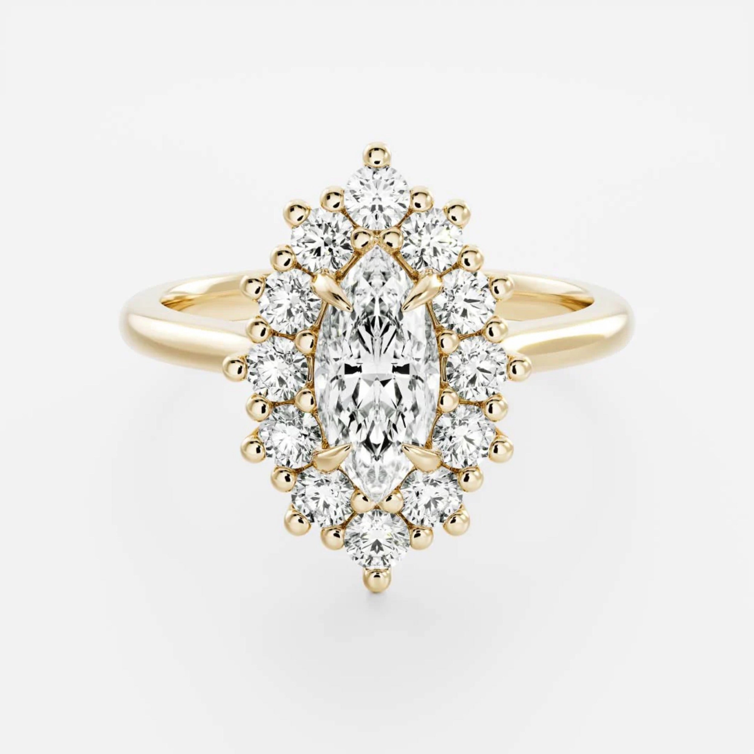 1.5 - 2.5 CT Marquise Lab Grown Diamond Antique Halo Engagement Ring