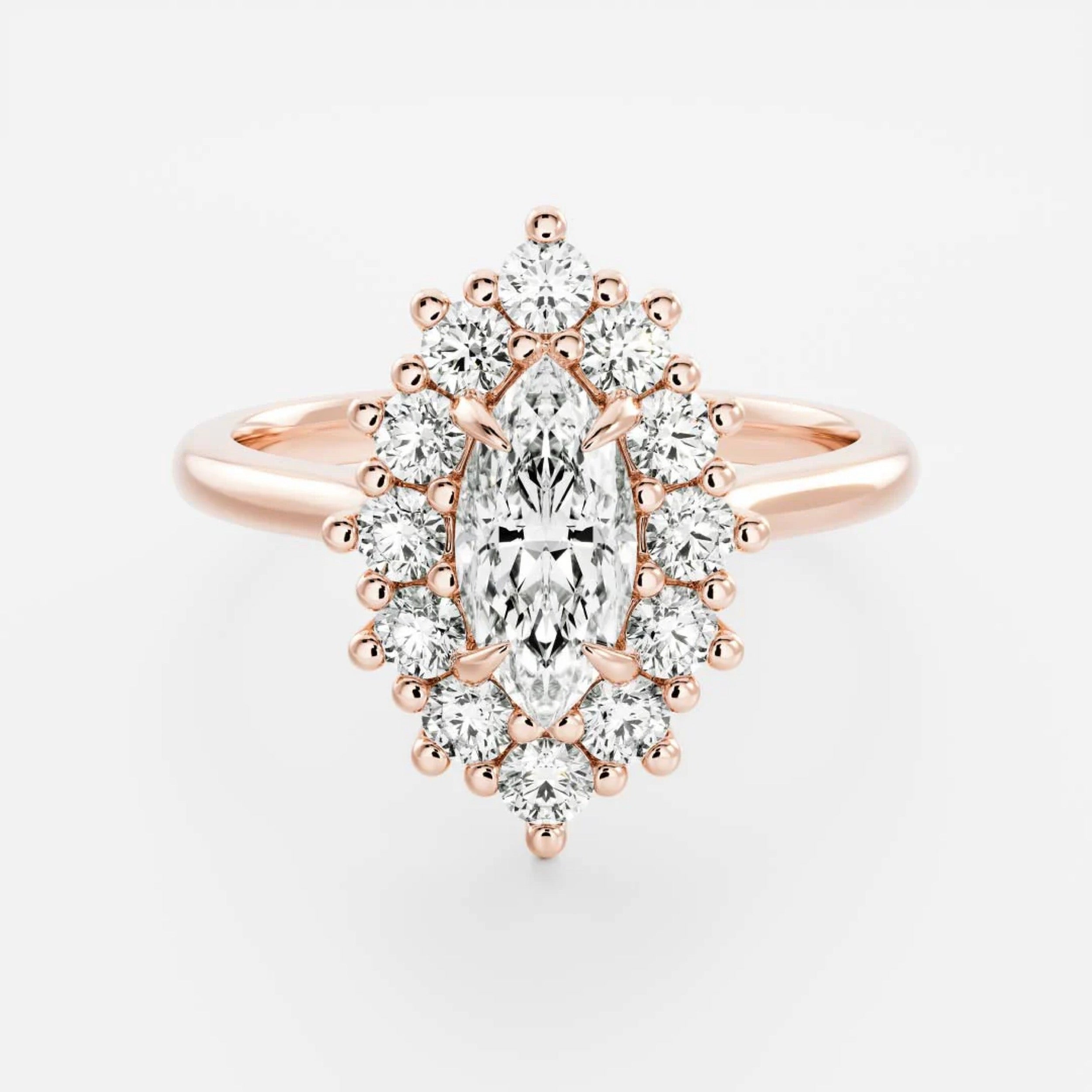 1.5 - 2.5 CT Marquise Lab Grown Diamond Antique Halo Engagement Ring