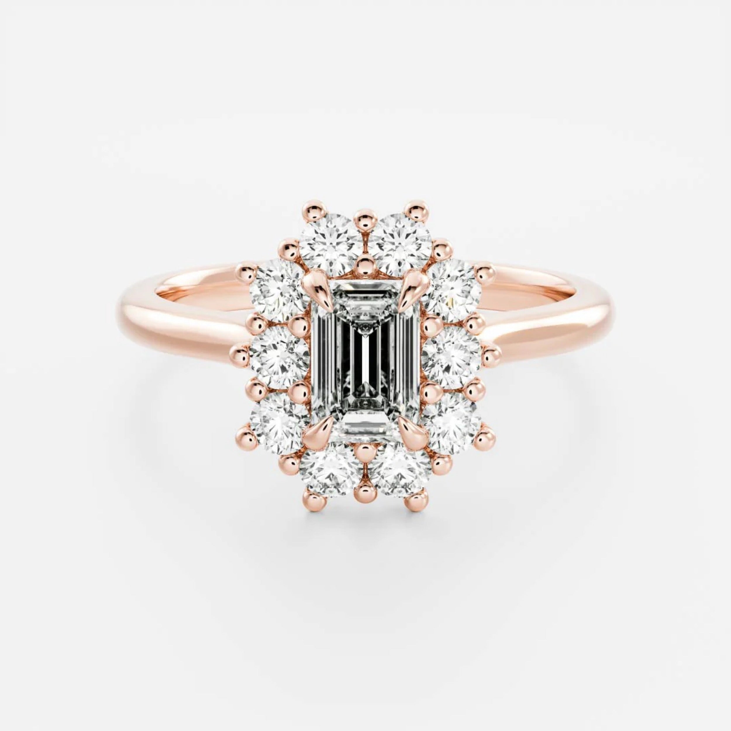 1.5 - 2.5 CT Emerald Lab Grown Diamond Antique Halo Engagement Ring